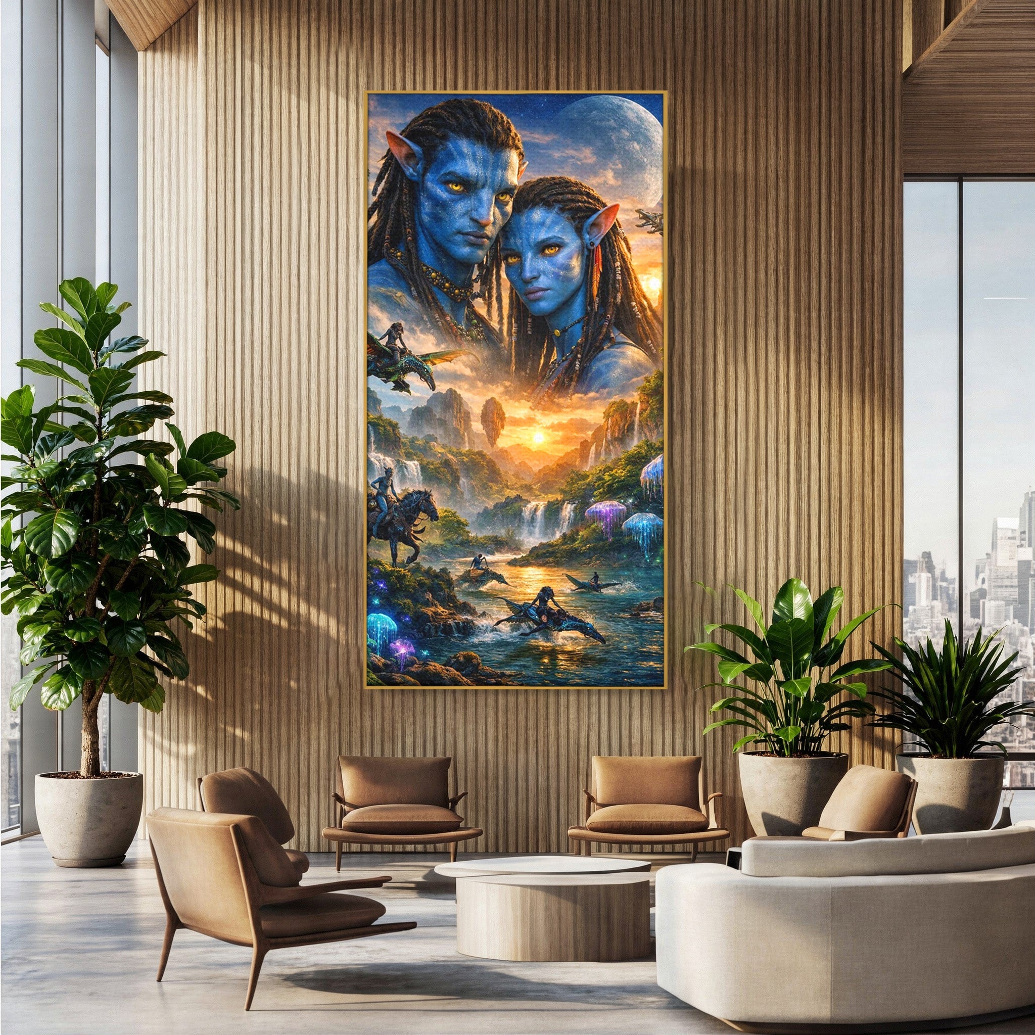 Tablou Canvas Premium LuxCanva® PI1255, Lumea Pandora, Fantezie, Peisaj, Creaturi, Futurist, Living, Culori Vibrante