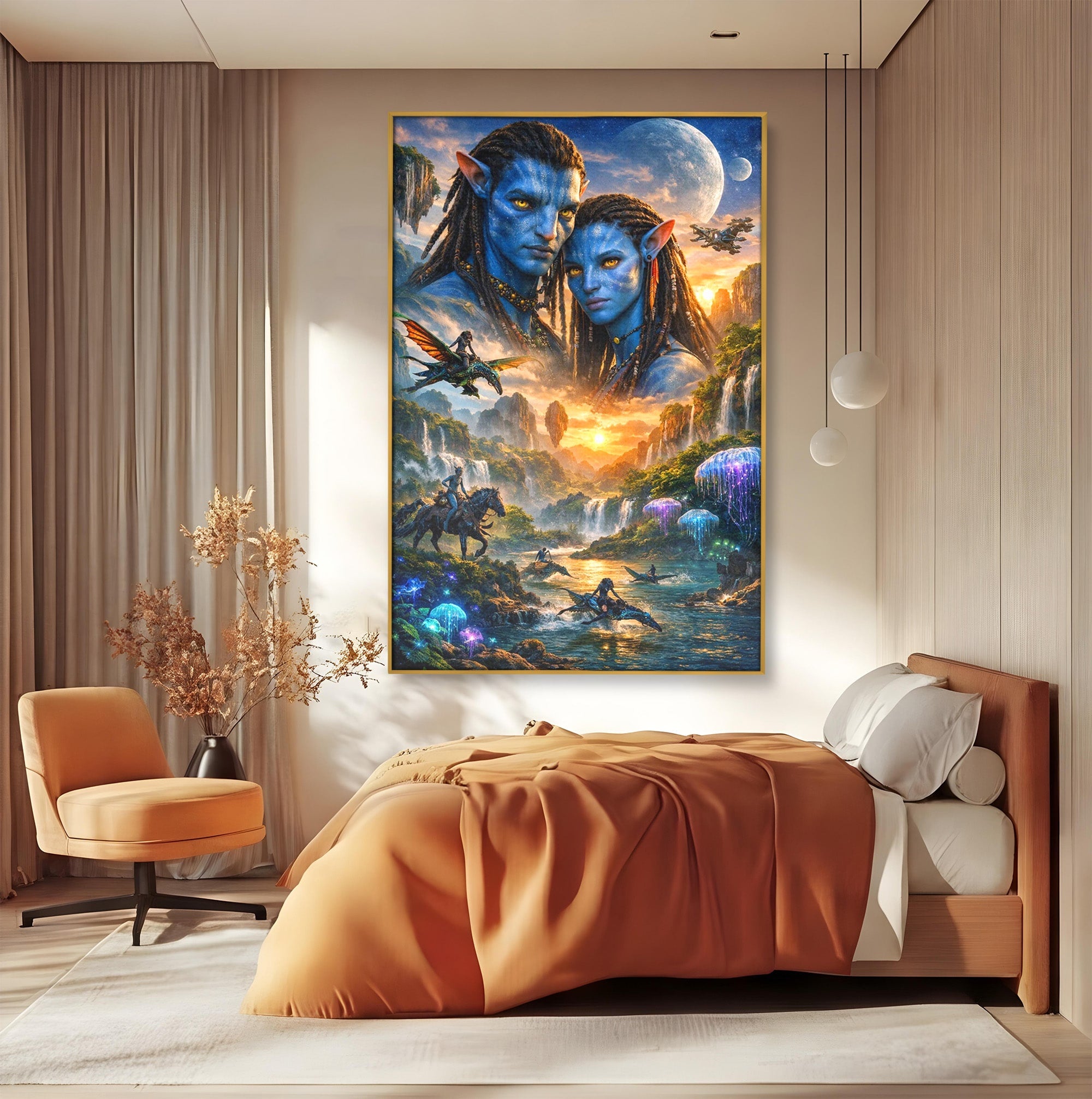 Tablou Canvas Premium LuxCanva® PI1255, Lumea Pandora, Fantezie, Peisaj, Creaturi, Futurist, Living, Culori Vibrante