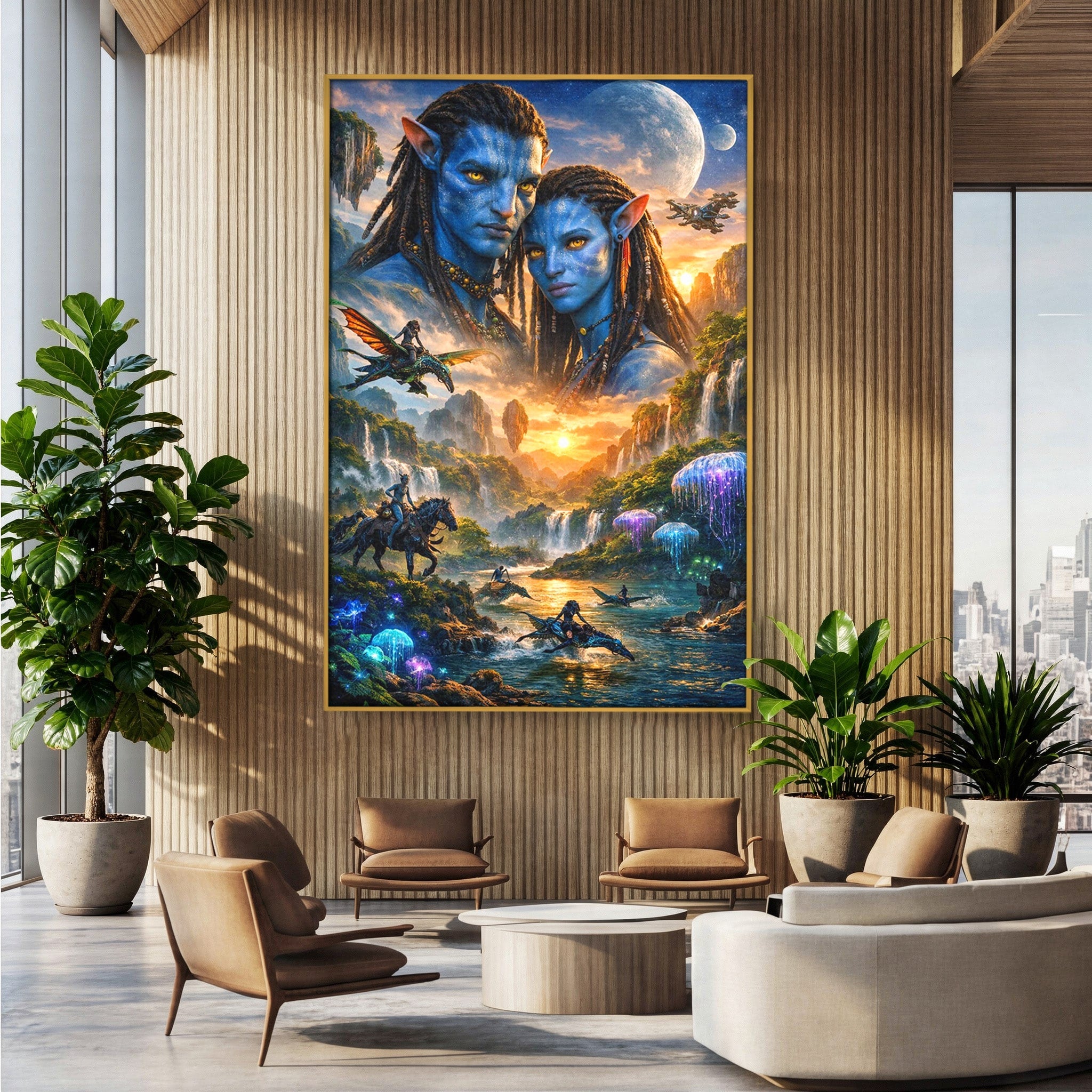 Tablou Canvas Premium LuxCanva® PI1255, Lumea Pandora, Fantezie, Peisaj, Creaturi, Futurist, Living, Culori Vibrante