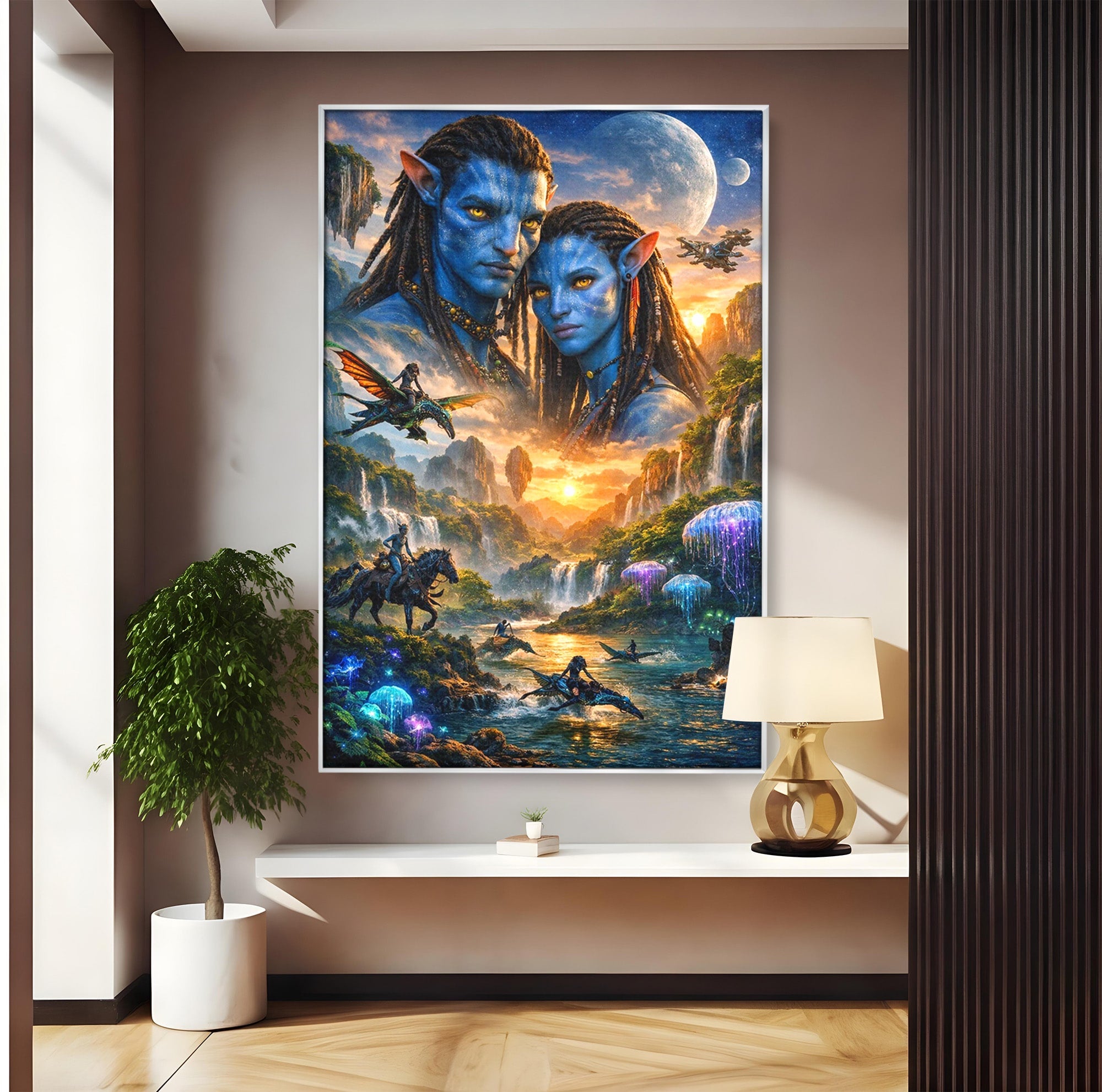 Tablou Canvas Premium LuxCanva® PI1255, Lumea Pandora, Fantezie, Peisaj, Creaturi, Futurist, Living, Culori Vibrante
