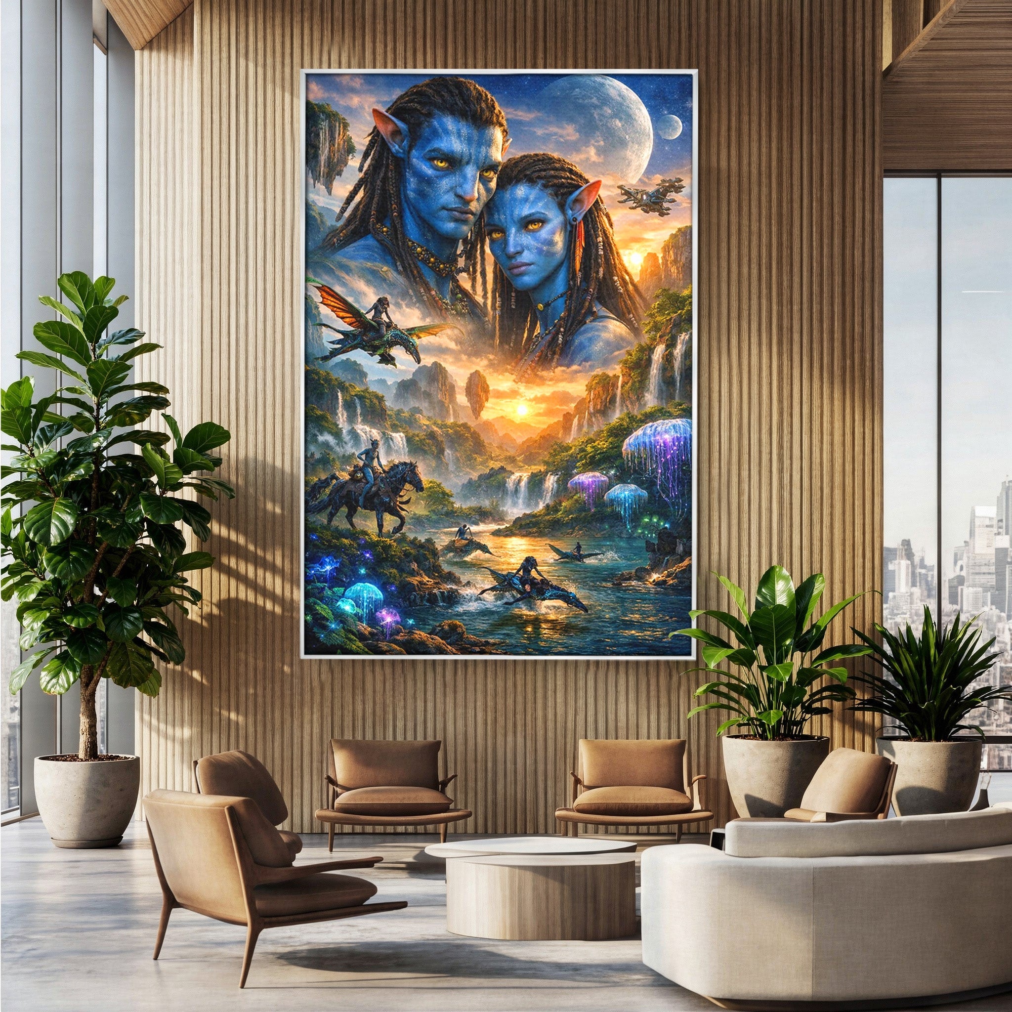 Tablou Canvas Premium LuxCanva® PI1255, Lumea Pandora, Fantezie, Peisaj, Creaturi, Futurist, Living, Culori Vibrante