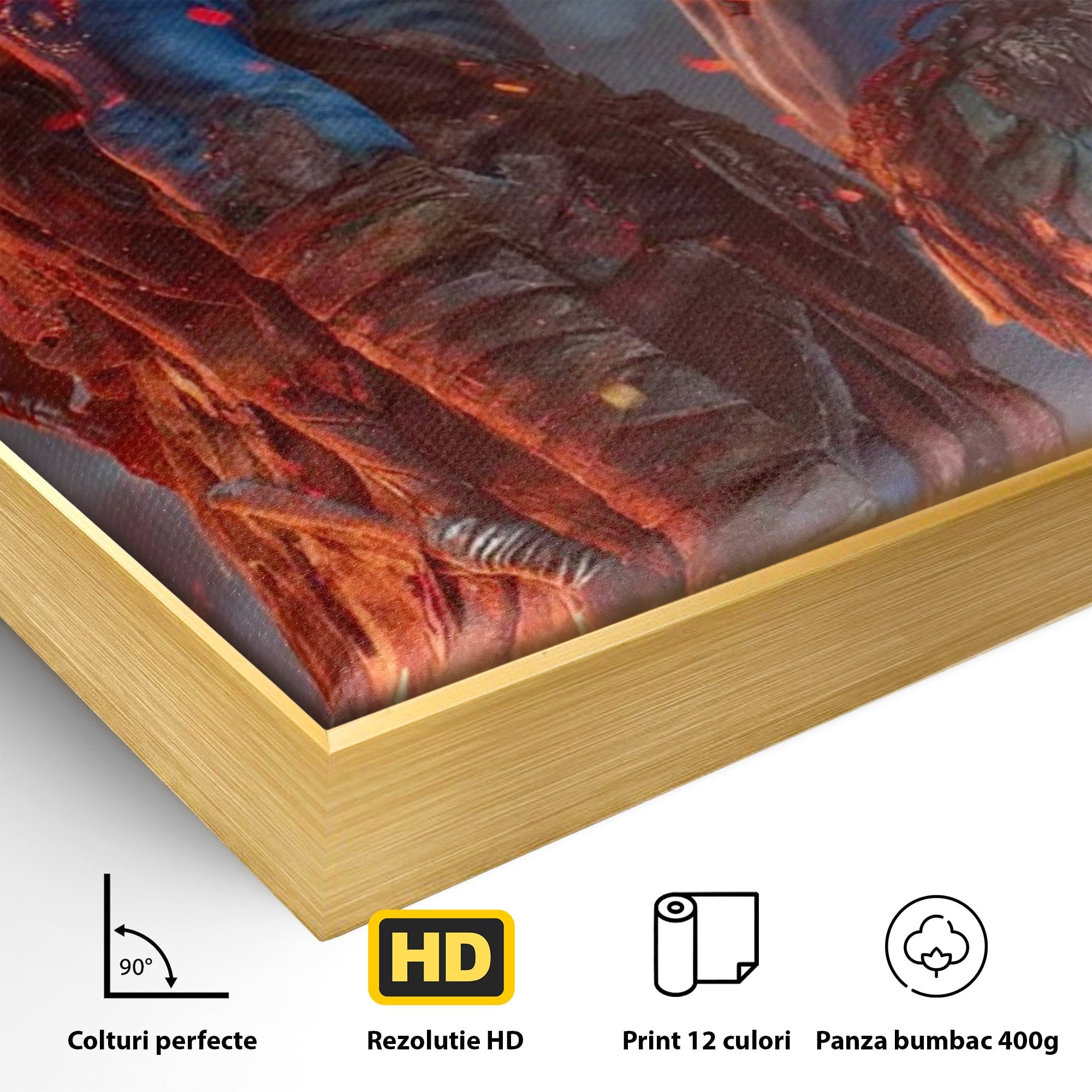 Tablou Canvas Premium LuxCanva® PI1256, Cuplu Avatar, Foc, Fantezie, Aventura, Magie, Living, Dormitor, Culori Vibrante