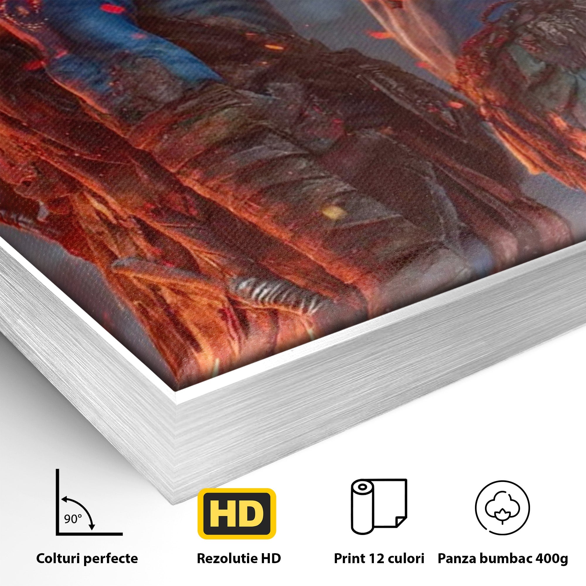 Tablou Canvas Premium LuxCanva® PI1256, Cuplu Avatar, Foc, Fantezie, Aventura, Magie, Living, Dormitor, Culori Vibrante