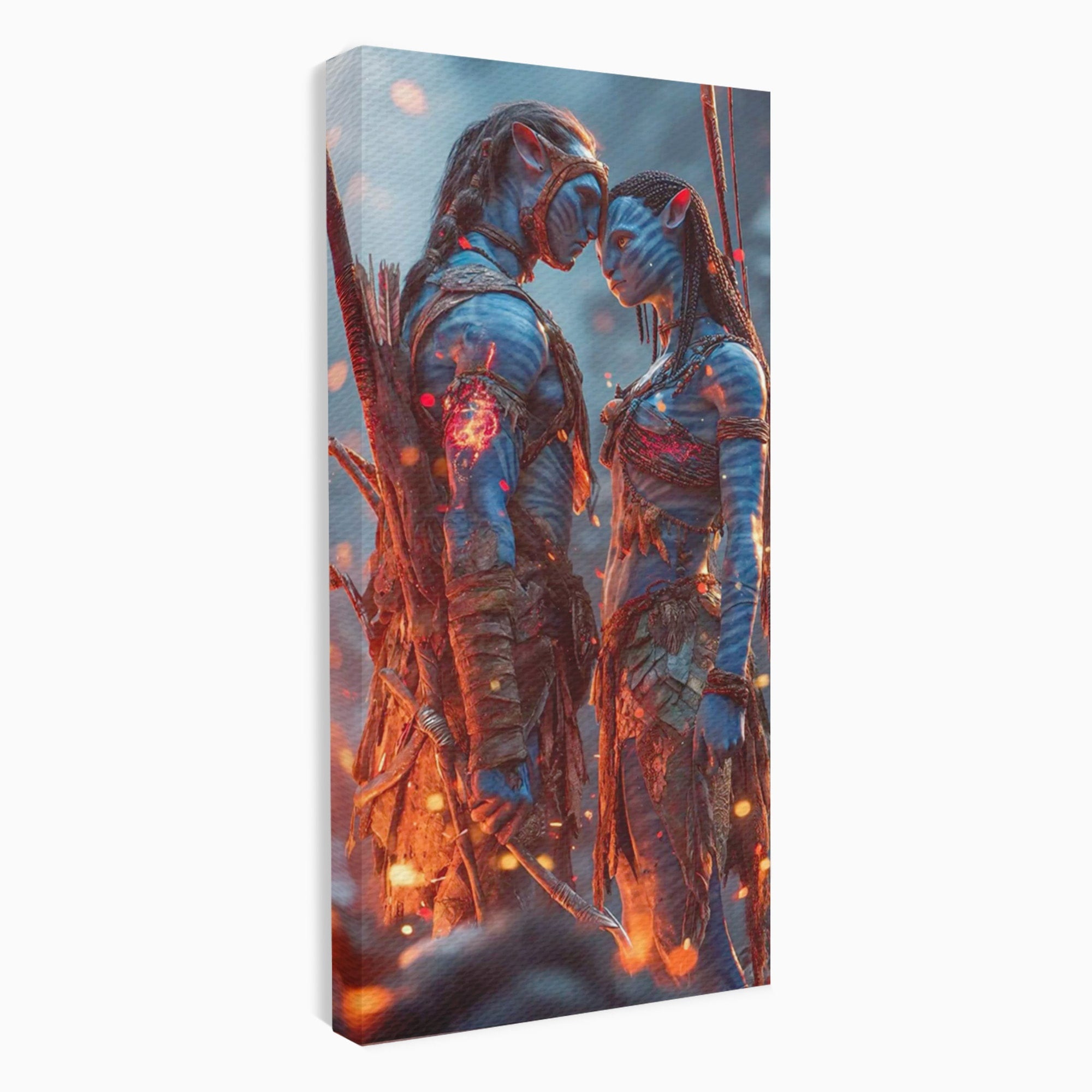 Tablou Canvas Premium LuxCanva® PI1256, Cuplu Avatar, Foc, Fantezie, Aventura, Magie, Living, Dormitor, Culori Vibrante