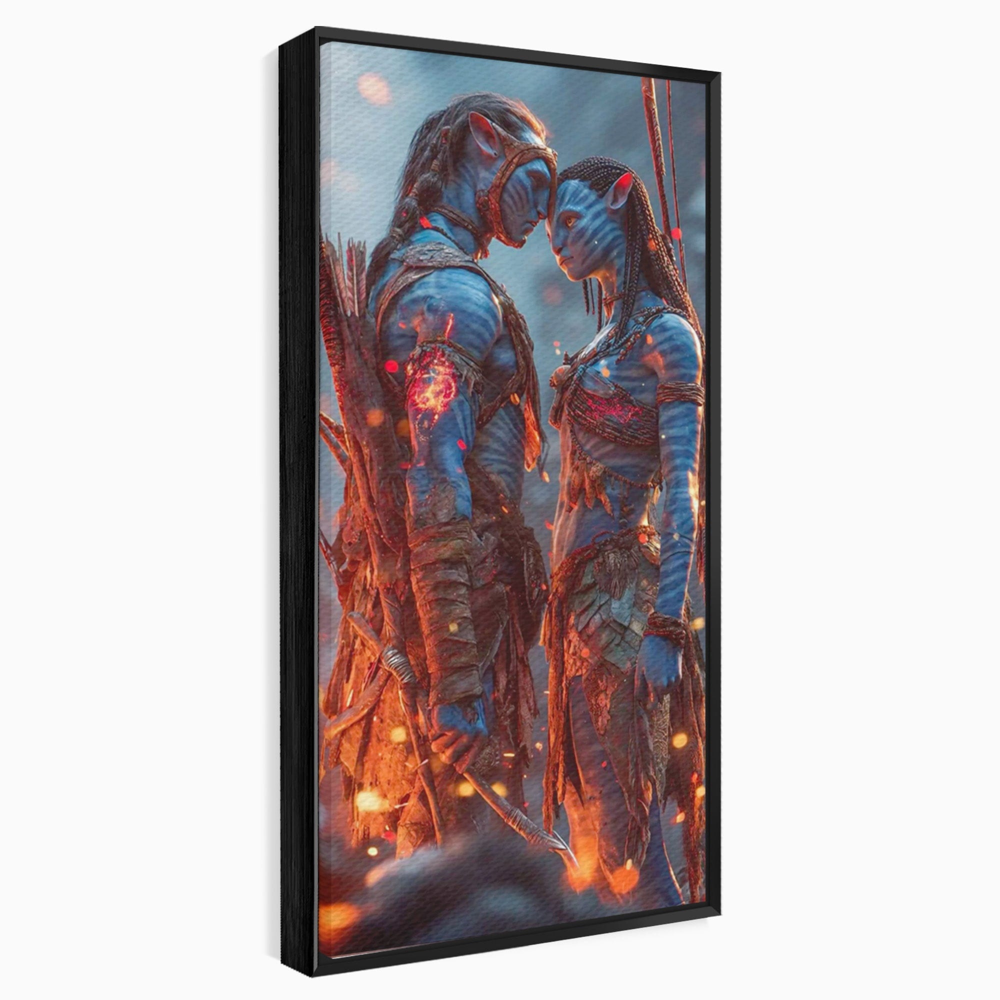 Tablou Canvas Premium LuxCanva® PI1256, Cuplu Avatar, Foc, Fantezie, Aventura, Magie, Living, Dormitor, Culori Vibrante