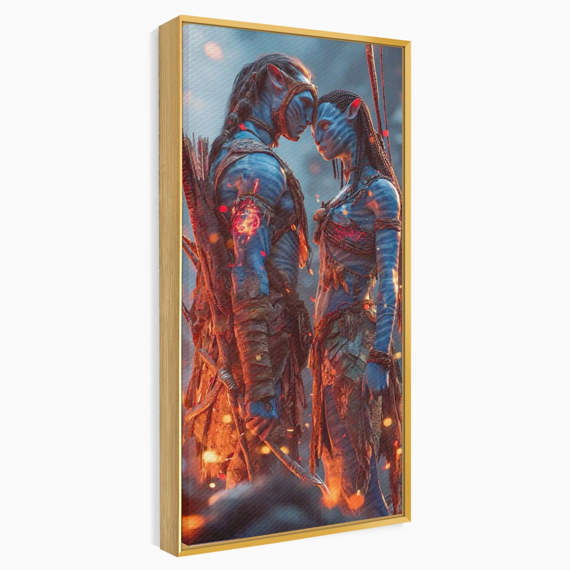 Tablou Canvas Premium LuxCanva® PI1256, Cuplu Avatar, Foc, Fantezie, Aventura, Magie, Living, Dormitor, Culori Vibrante
