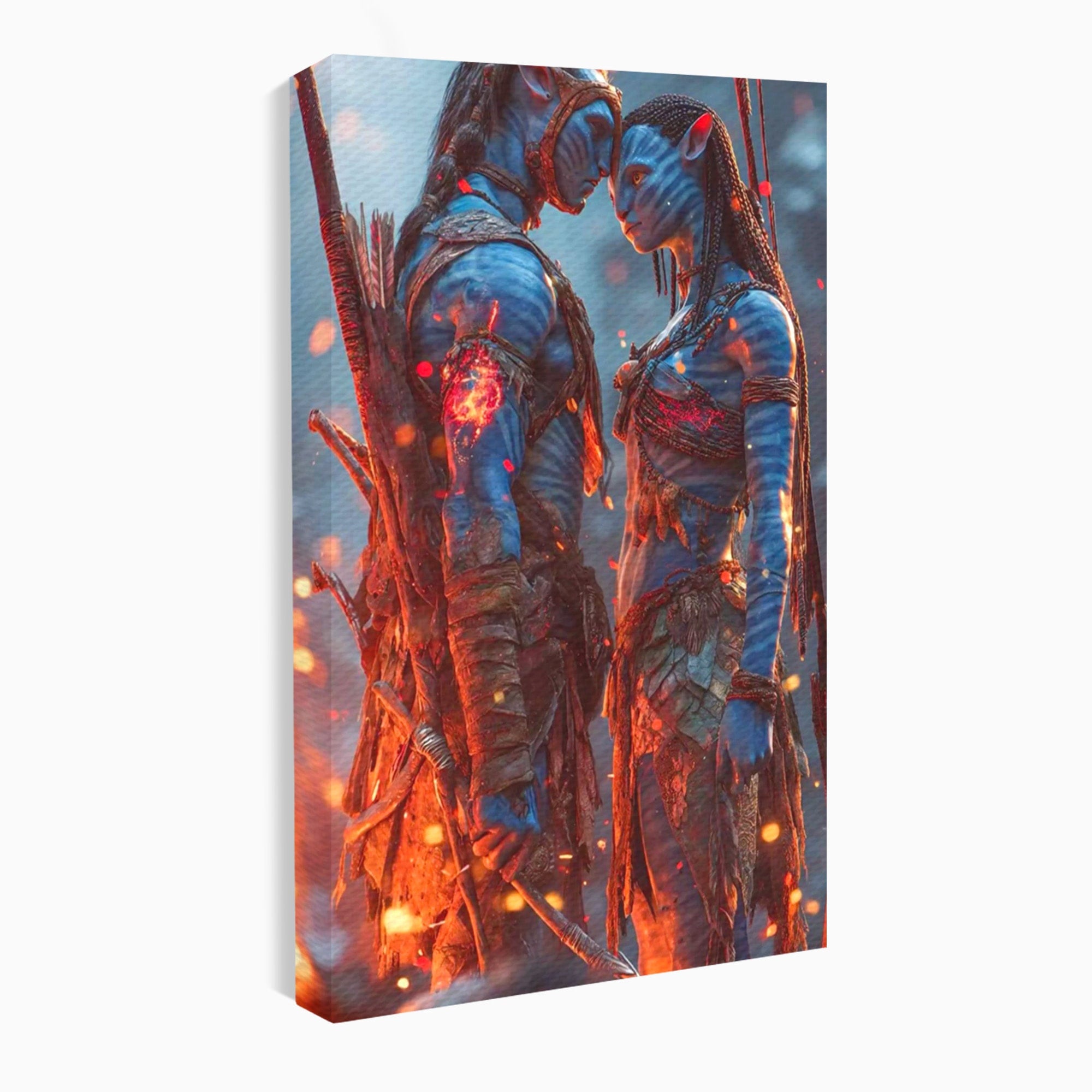 Tablou Canvas Premium LuxCanva® PI1256, Cuplu Avatar, Foc, Fantezie, Aventura, Magie, Living, Dormitor, Culori Vibrante