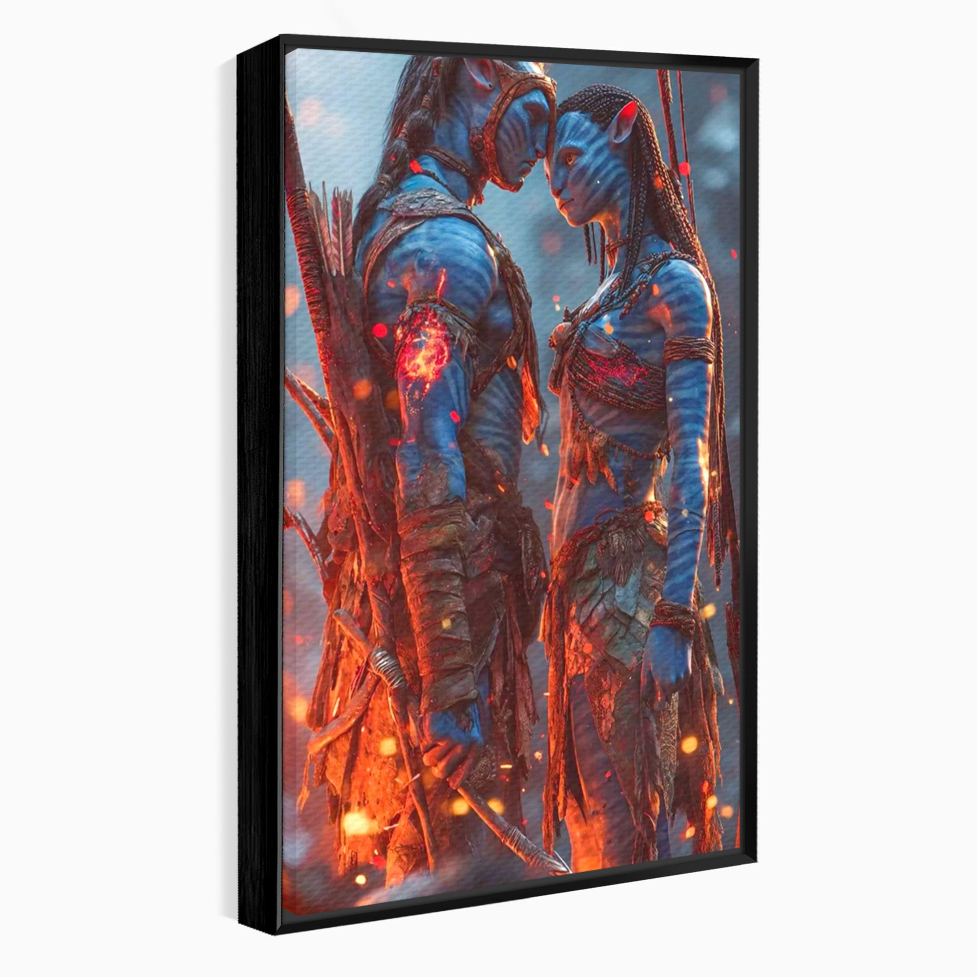 Tablou Canvas Premium LuxCanva® PI1256, Cuplu Avatar, Foc, Fantezie, Aventura, Magie, Living, Dormitor, Culori Vibrante