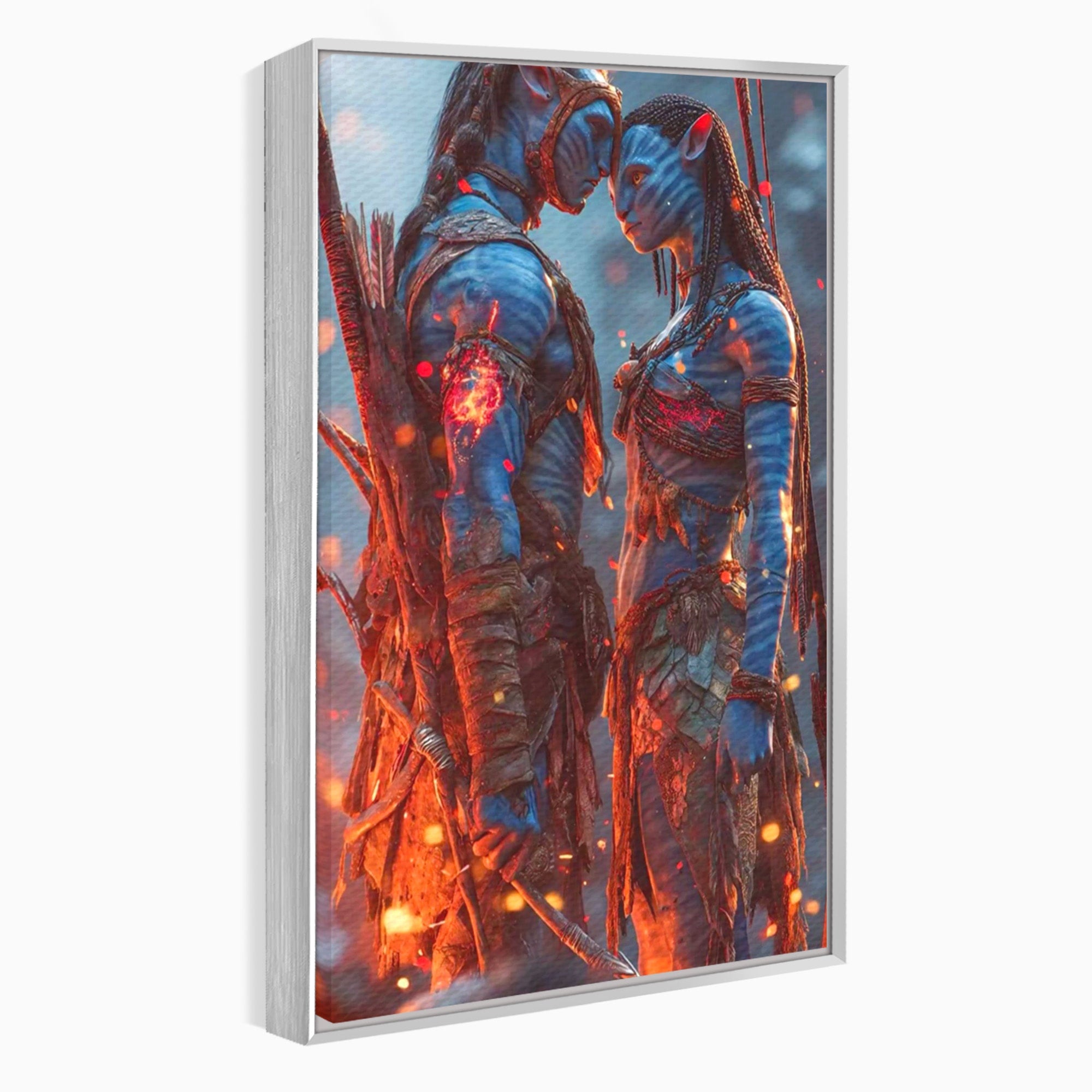 Tablou Canvas Premium LuxCanva® PI1256, Cuplu Avatar, Foc, Fantezie, Aventura, Magie, Living, Dormitor, Culori Vibrante