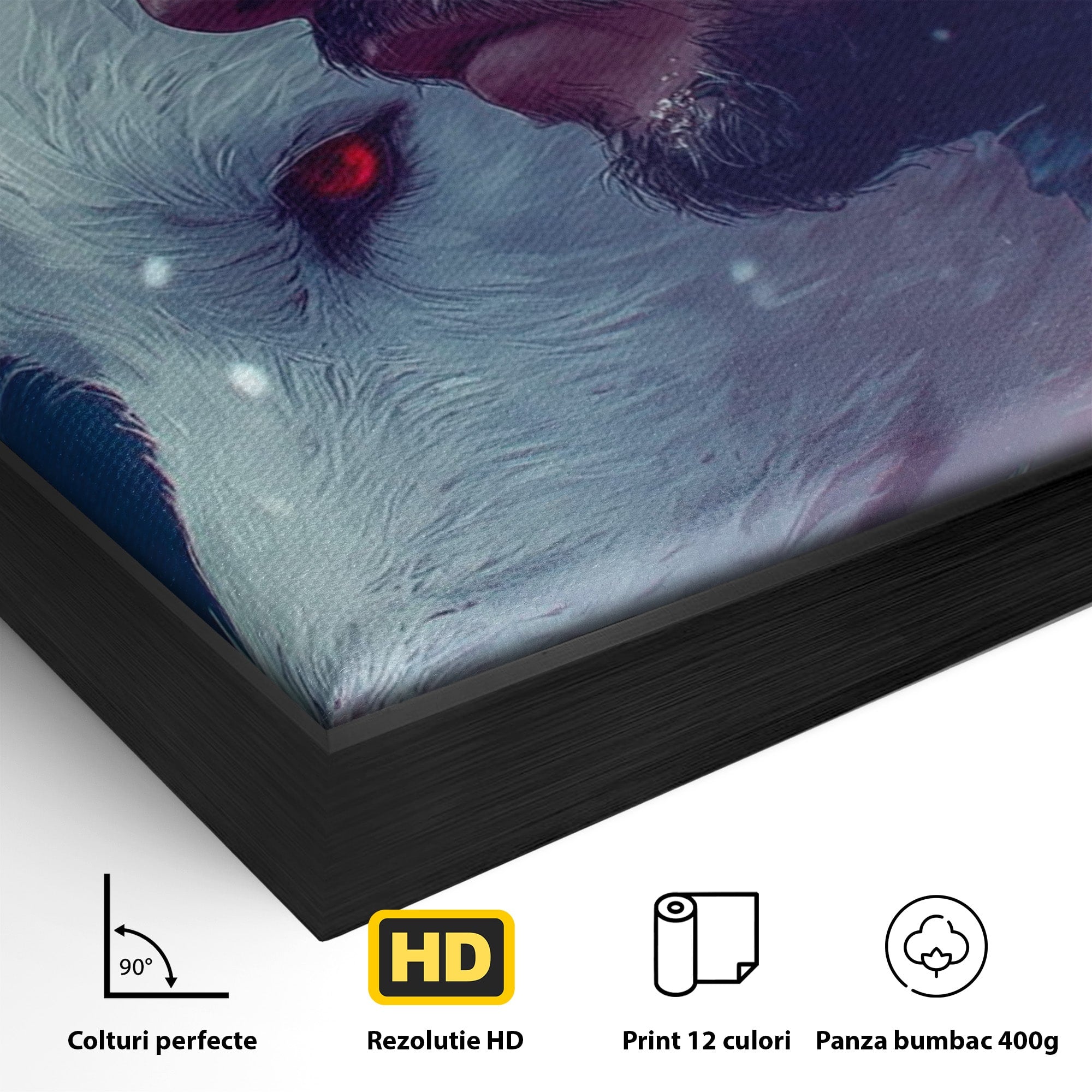 Tablou Canvas Premium LuxCanva® PI1257, Lupul si John Snow, Sabaticie, Foc, Fantezie, Mister, Dormitor, Living, Culori Vibrante