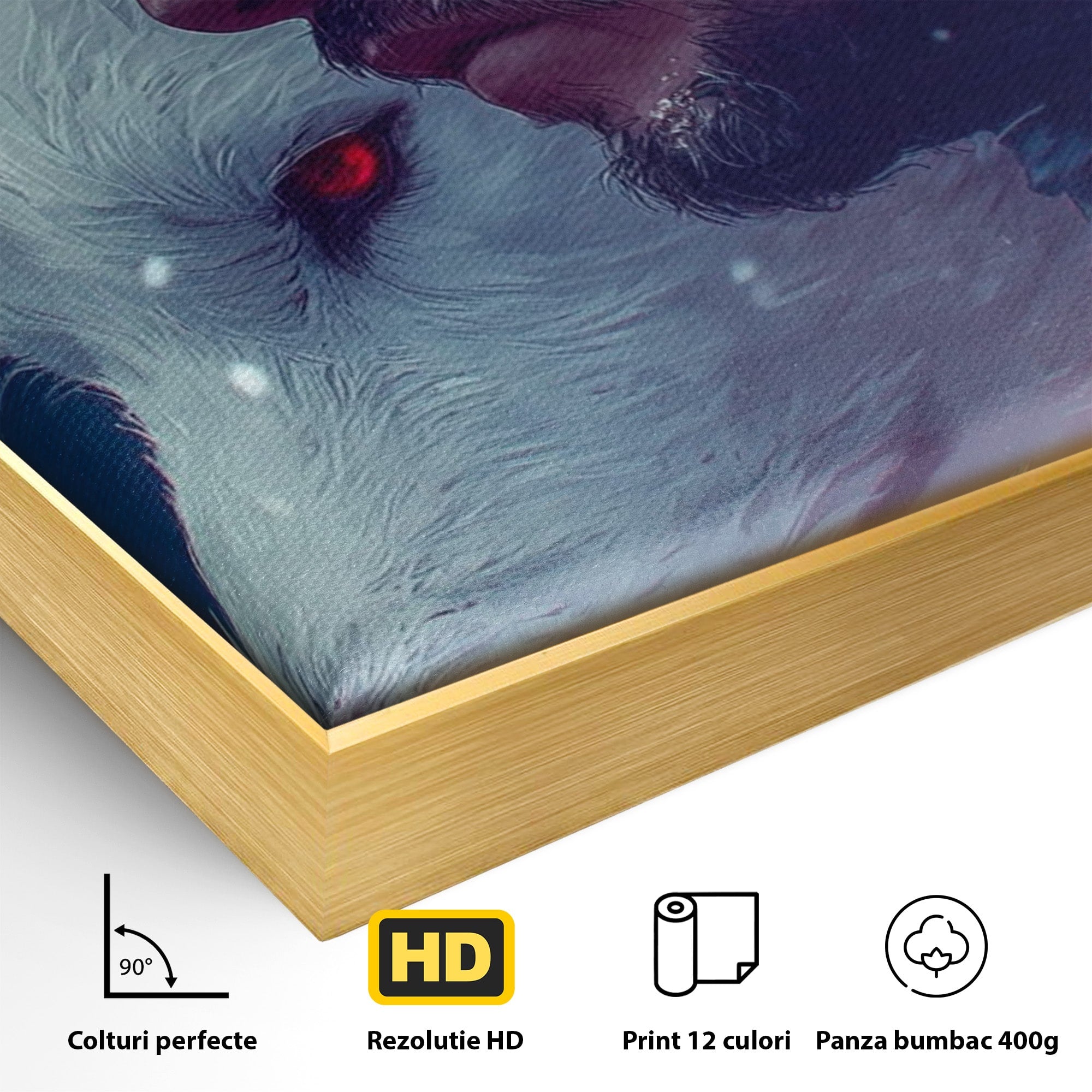 Tablou Canvas Premium LuxCanva® PI1257, Lupul si John Snow, Sabaticie, Foc, Fantezie, Mister, Dormitor, Living, Culori Vibrante
