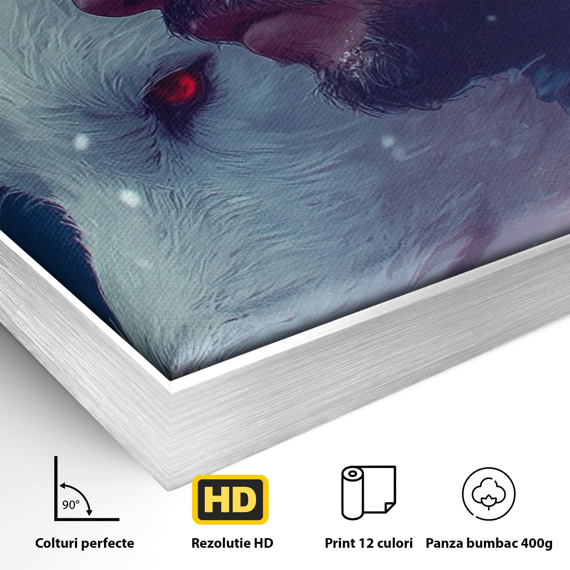 Tablou Canvas Premium LuxCanva® PI1257, Lupul si John Snow, Sabaticie, Foc, Fantezie, Mister, Dormitor, Living, Culori Vibrante