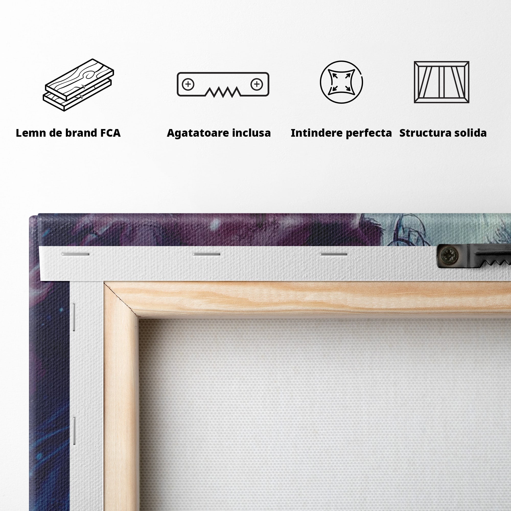 Tablou Canvas Premium LuxCanva® PI1257, Lupul si John Snow, Sabaticie, Foc, Fantezie, Mister, Dormitor, Living, Culori Vibrante