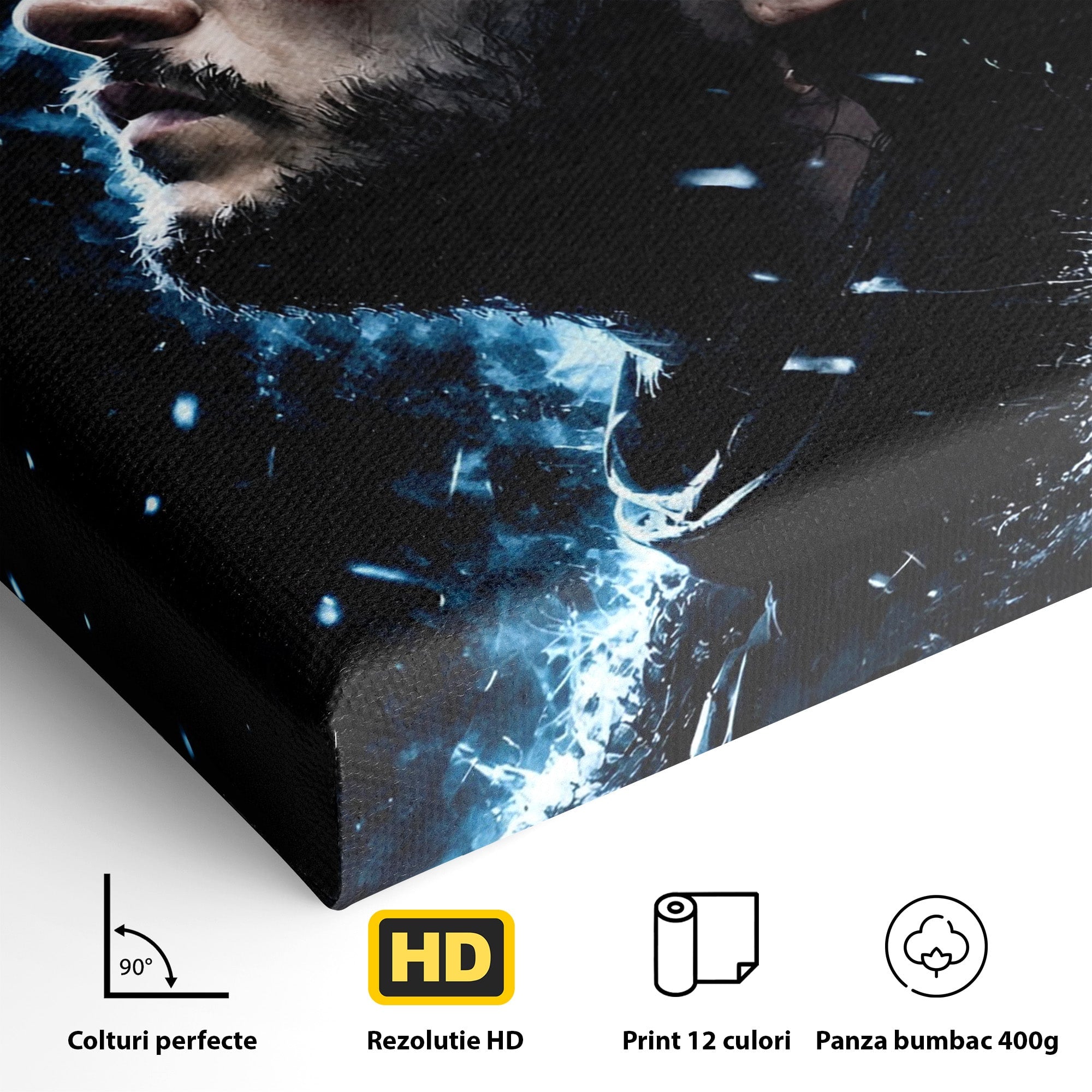 Tablou Canvas Premium LuxCanva® PI1258, Gandurile lui Snow, Portret, Razboinic, Fantezie, Intensitate, Living, Culori Vibrante