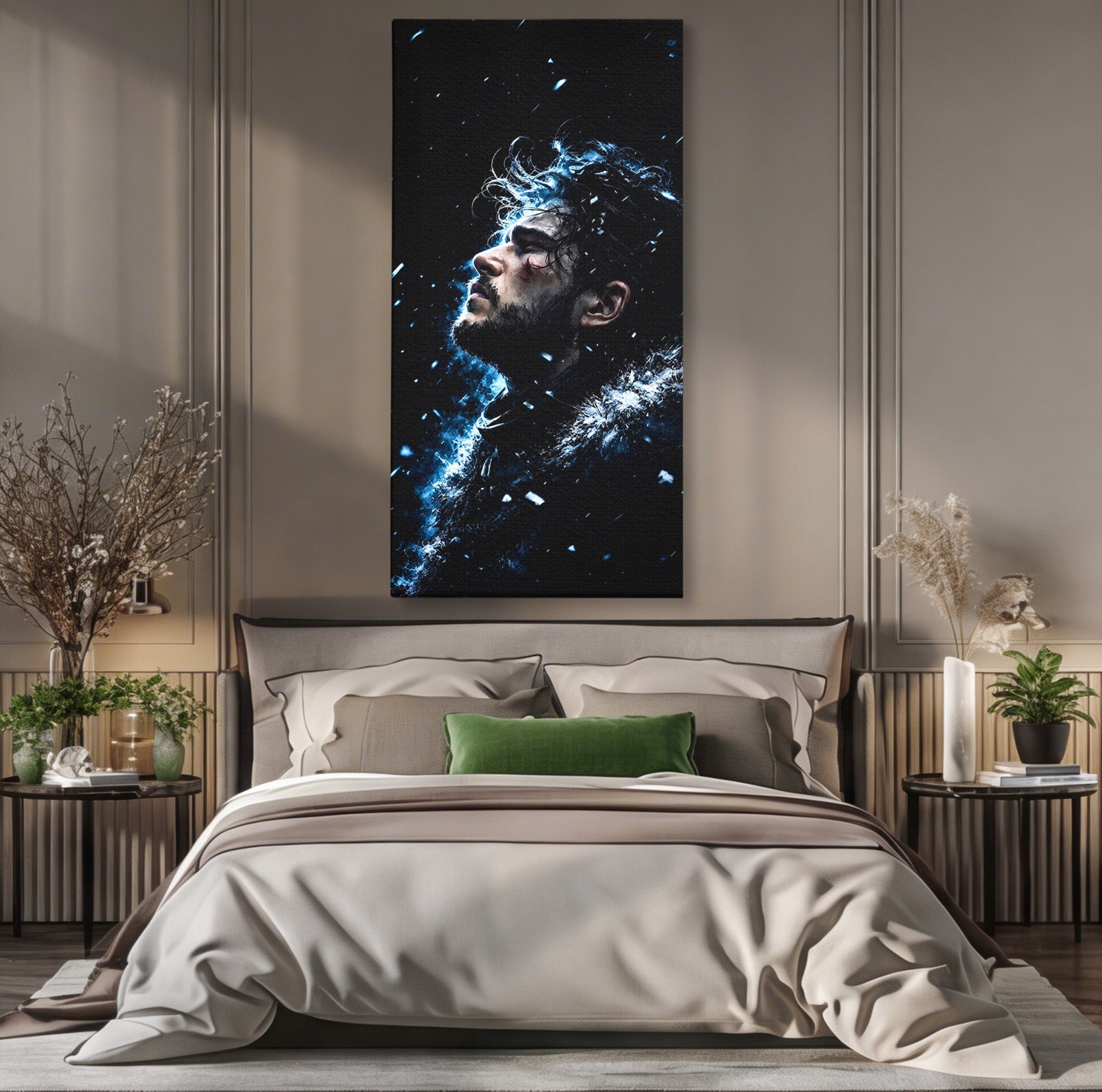 Tablou Canvas Premium LuxCanva® PI1258, Gandurile lui Snow, Portret, Razboinic, Fantezie, Intensitate, Living, Culori Vibrante