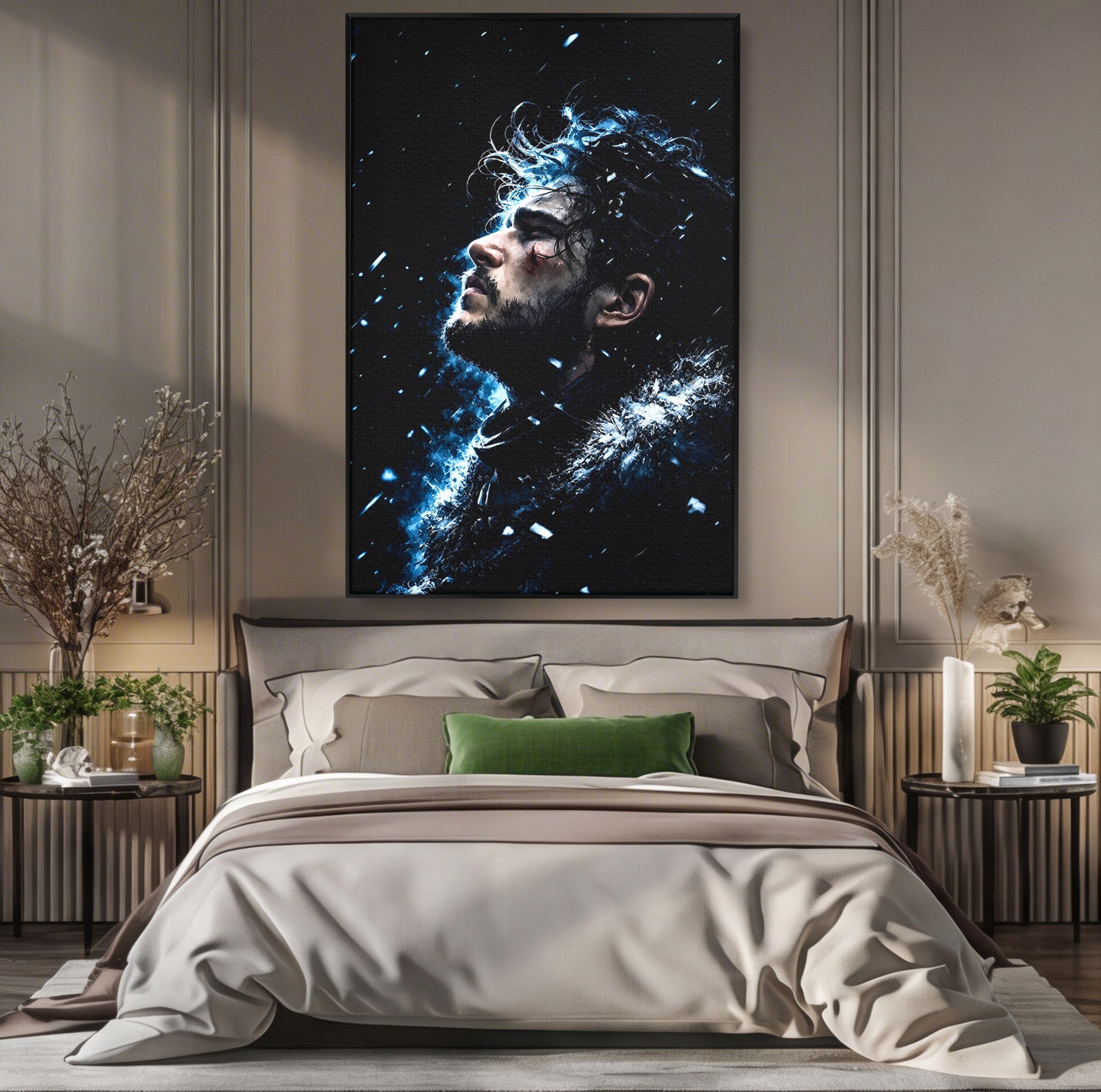 Tablou Canvas Premium LuxCanva® PI1258, Gandurile lui Snow, Portret, Razboinic, Fantezie, Intensitate, Living, Culori Vibrante