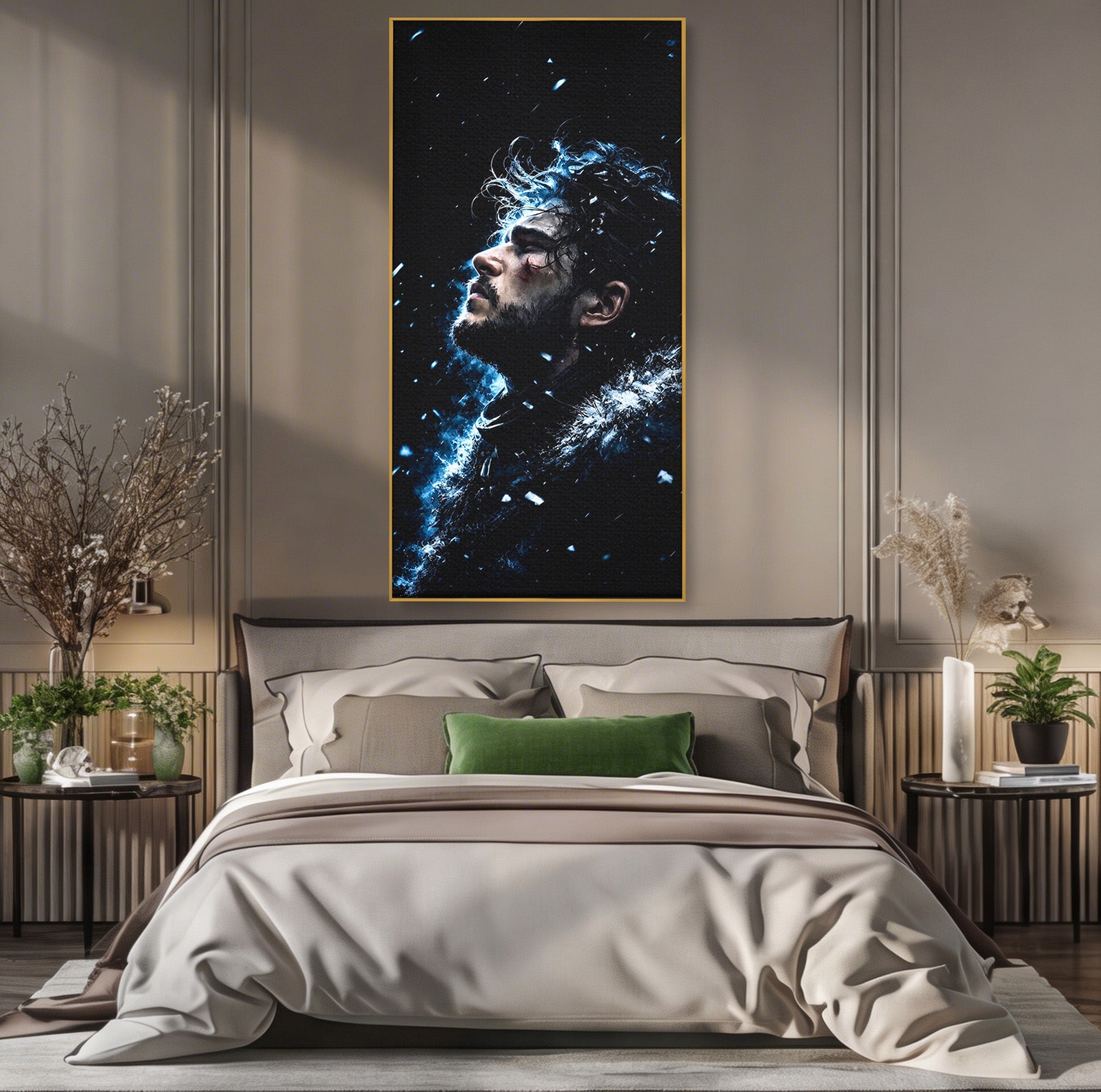 Tablou Canvas Premium LuxCanva® PI1258, Gandurile lui Snow, Portret, Razboinic, Fantezie, Intensitate, Living, Culori Vibrante