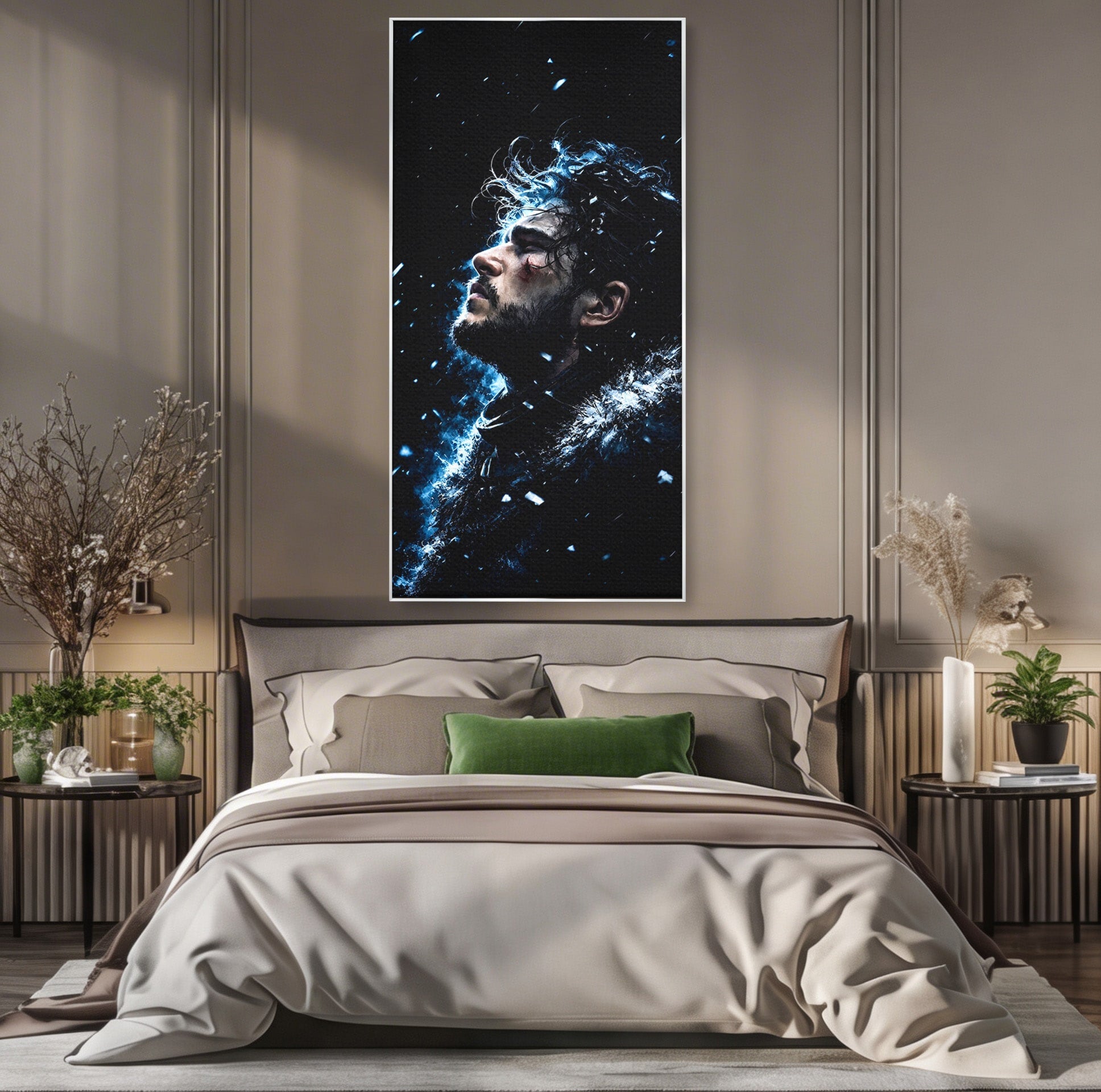 Tablou Canvas Premium LuxCanva® PI1258, Gandurile lui Snow, Portret, Razboinic, Fantezie, Intensitate, Living, Culori Vibrante