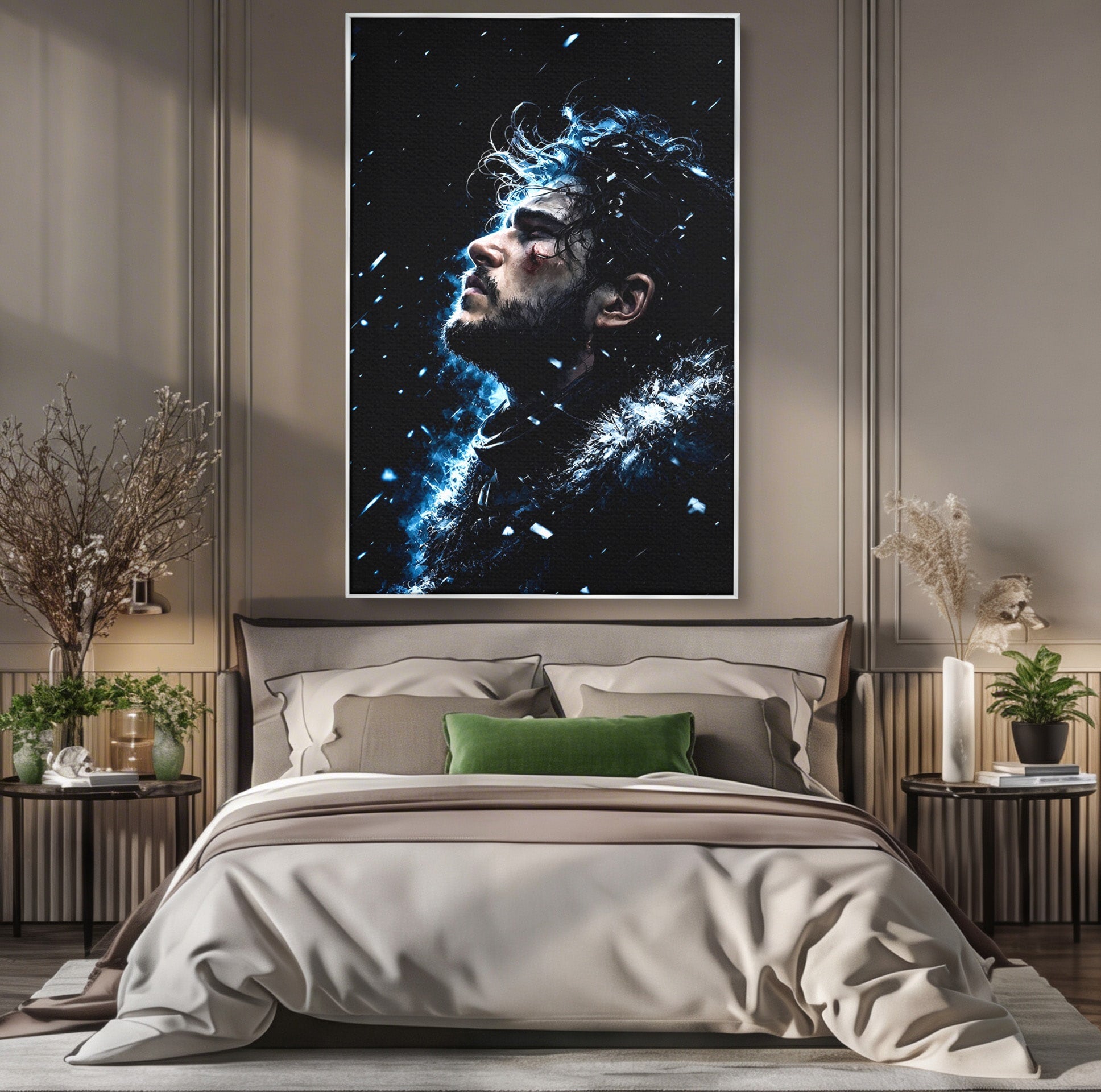 Tablou Canvas Premium LuxCanva® PI1258, Gandurile lui Snow, Portret, Razboinic, Fantezie, Intensitate, Living, Culori Vibrante