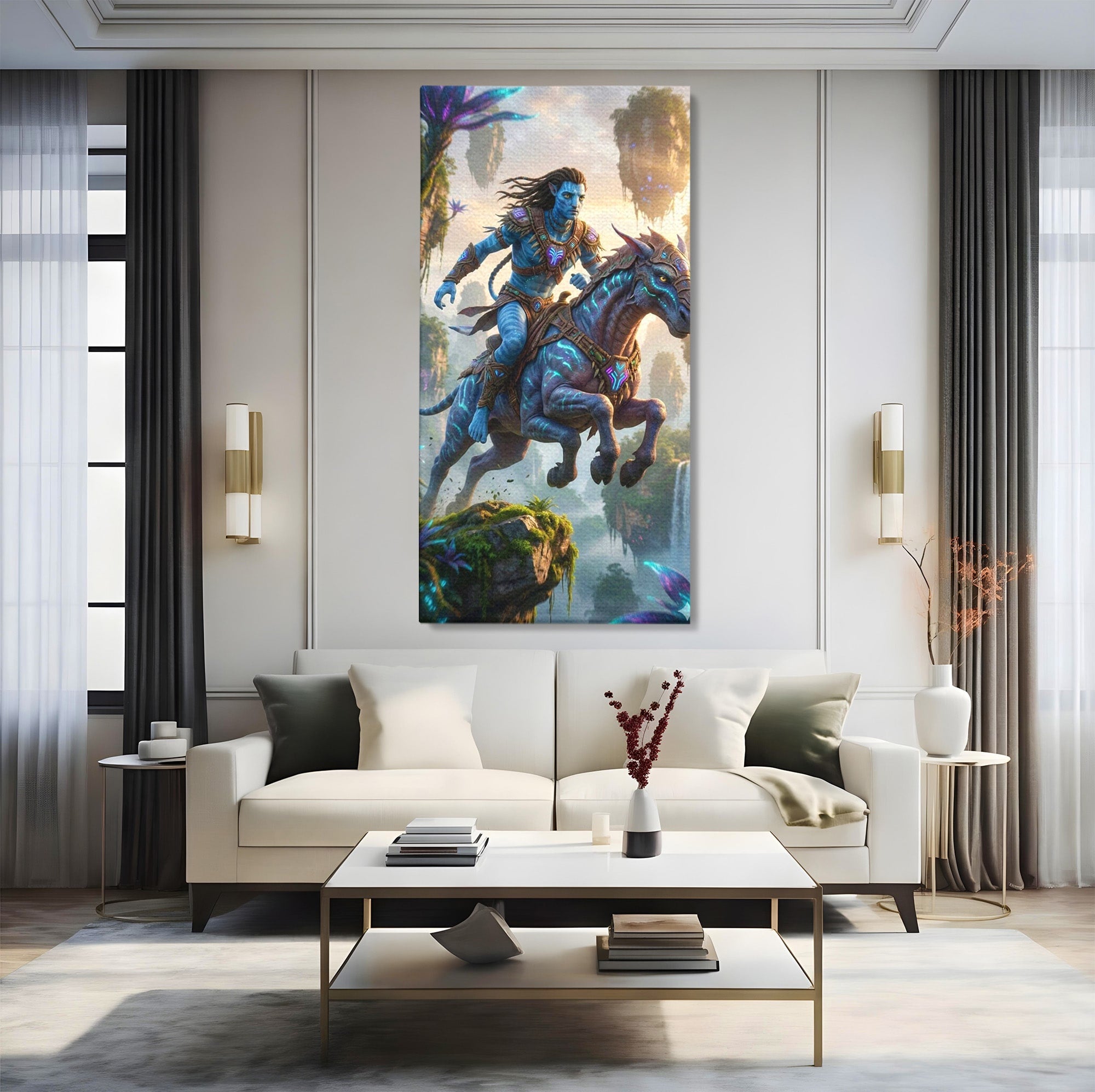 Tablou Canvas Premium LuxCanva® PI1260, Razboinicul Pandorei, Mistic, Fantezie, Aventura, Calatorie, Living, Dormitor, Culori Vibrante