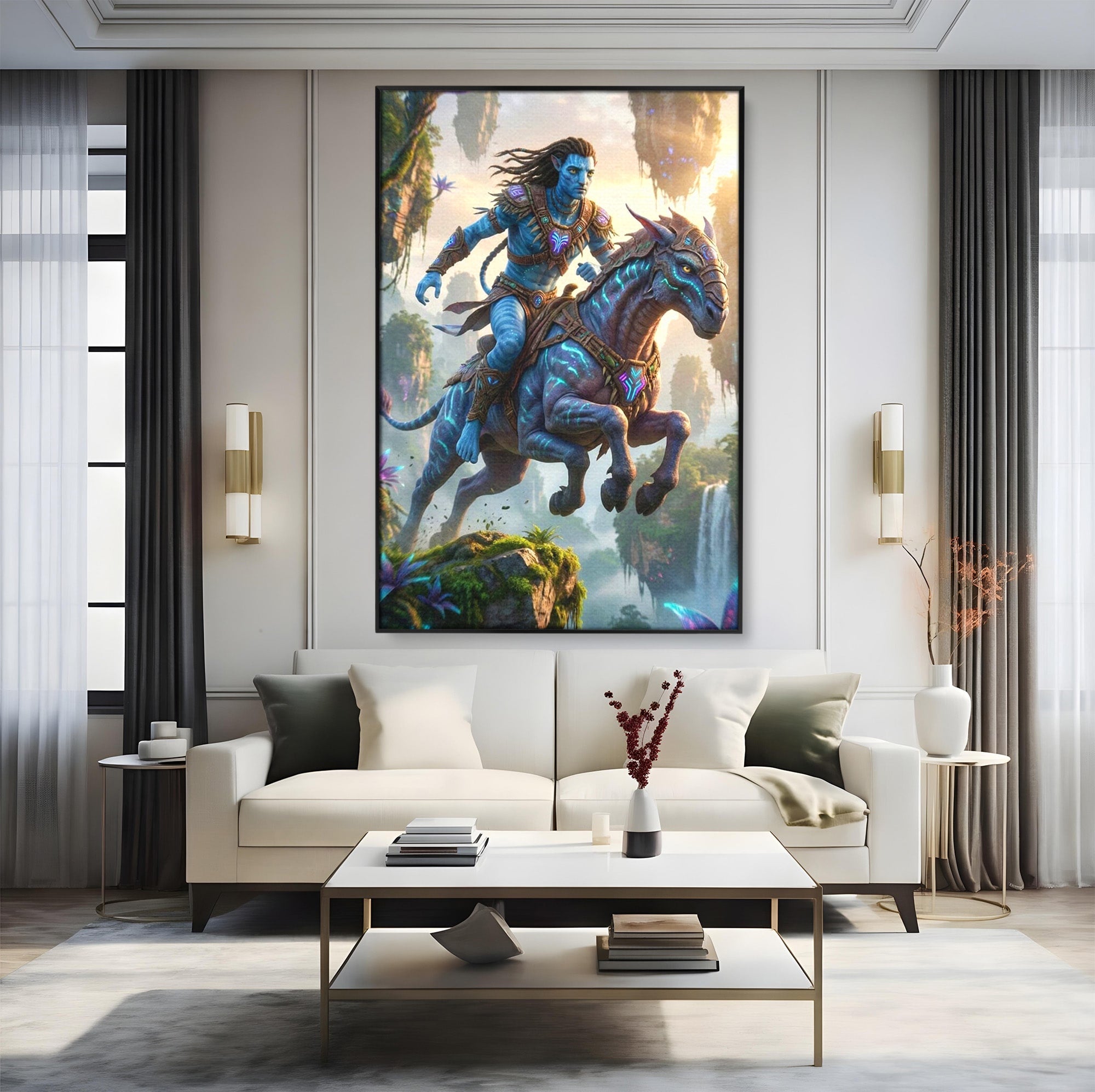 Tablou Canvas Premium LuxCanva® PI1260, Razboinicul Pandorei, Mistic, Fantezie, Aventura, Calatorie, Living, Dormitor, Culori Vibrante