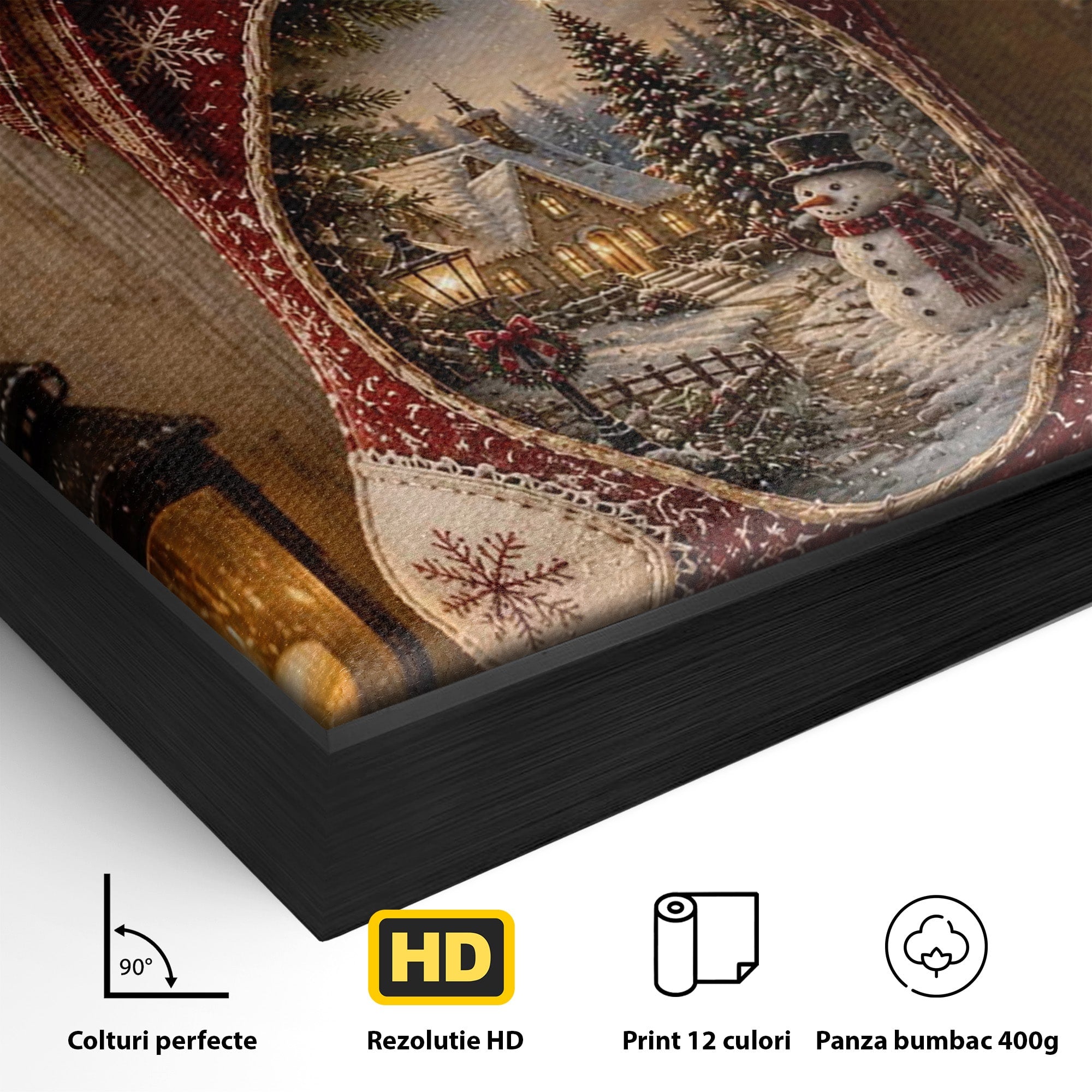 Tablou Canvas Premium LuxCanva® PI1263, Ciorap Festiv, Mos Nicolae, Craciun, Iarna, Decoratiuni, Living, Culori Vibrante