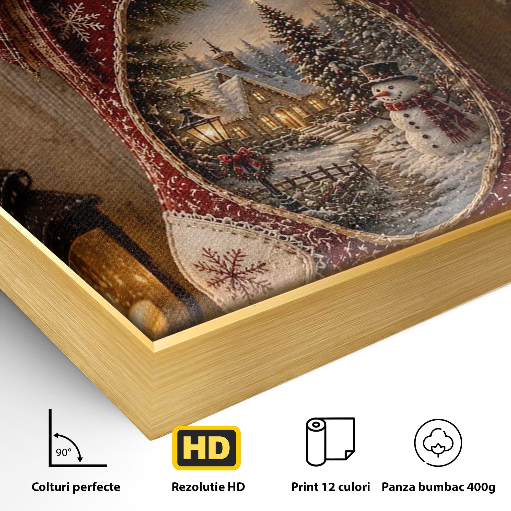 Tablou Canvas Premium LuxCanva® PI1263, Ciorap Festiv, Mos Nicolae, Craciun, Iarna, Decoratiuni, Living, Culori Vibrante