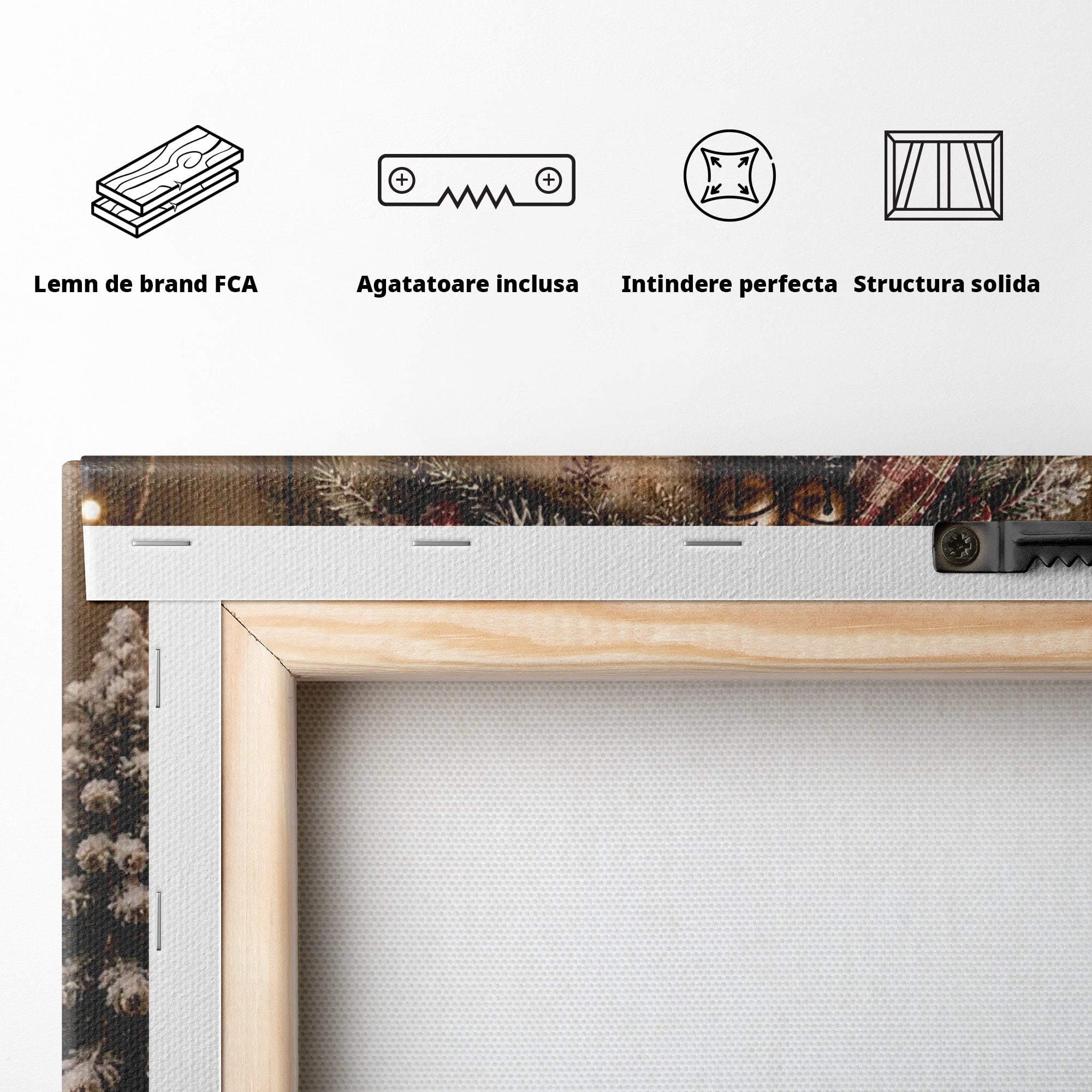 Tablou Canvas Premium LuxCanva® PI1263, Ciorap Festiv, Mos Nicolae, Craciun, Iarna, Decoratiuni, Living, Culori Vibrante