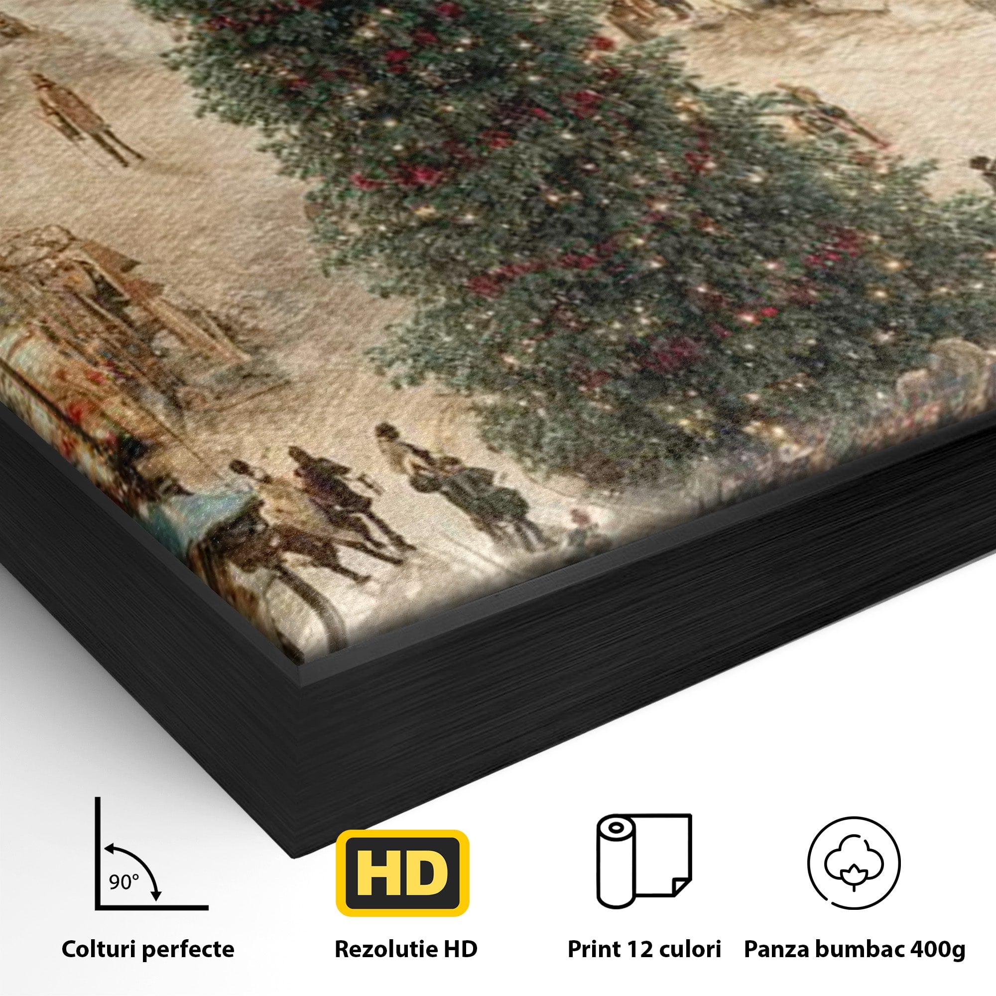 Tablou Canvas Premium LuxCanva® PI1264, Orasul De Craciun, Urban, Trasura, Iarna, Peisaj, Living, Culori Vibrante