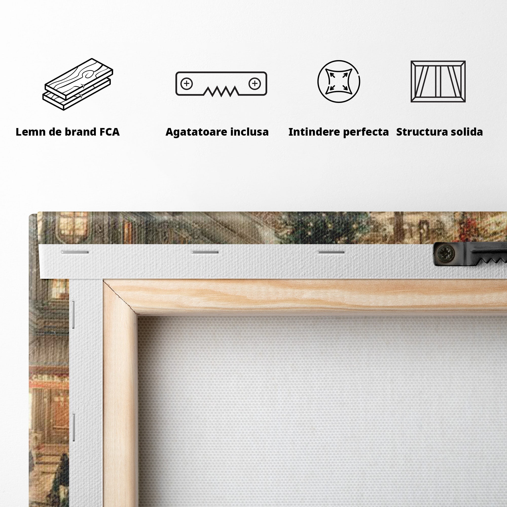 Tablou Canvas Premium LuxCanva® PI1264, Orasul De Craciun, Urban, Trasura, Iarna, Peisaj, Living, Culori Vibrante