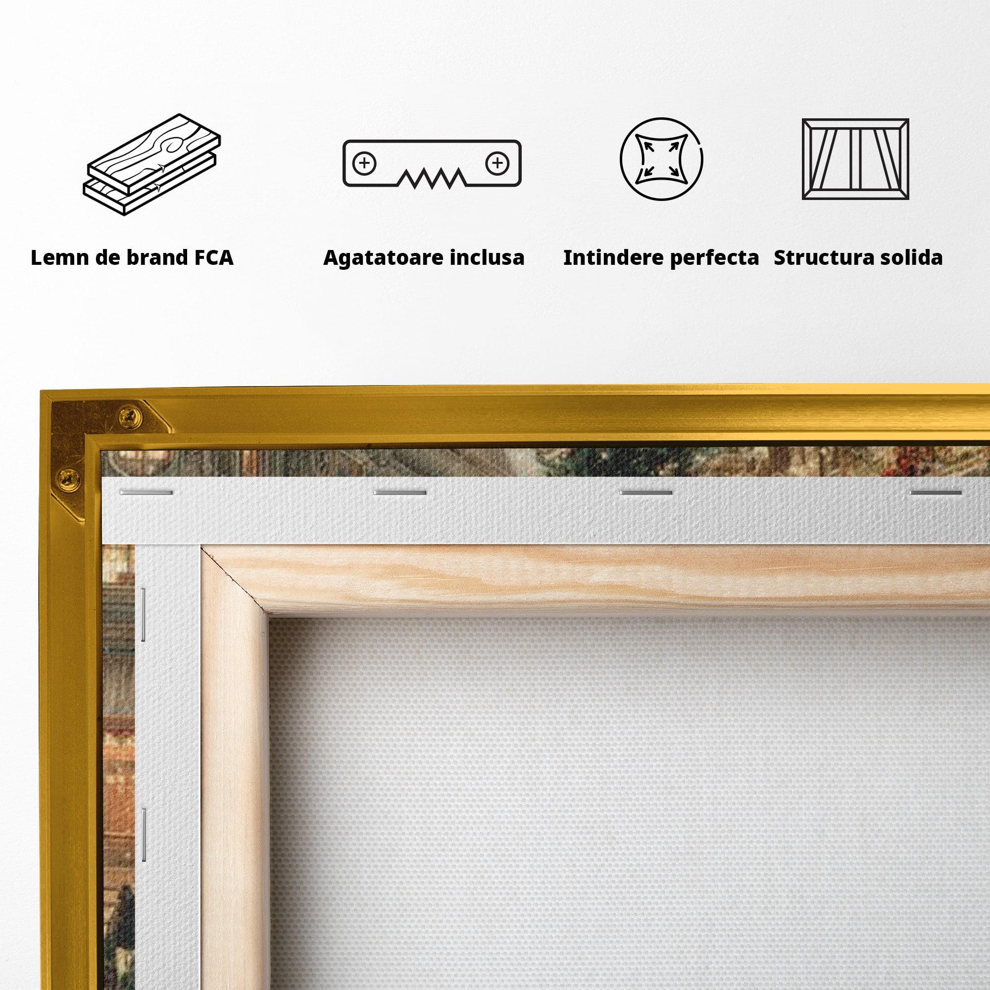 Tablou Canvas Premium LuxCanva® PI1264, Orasul De Craciun, Urban, Trasura, Iarna, Peisaj, Living, Culori Vibrante