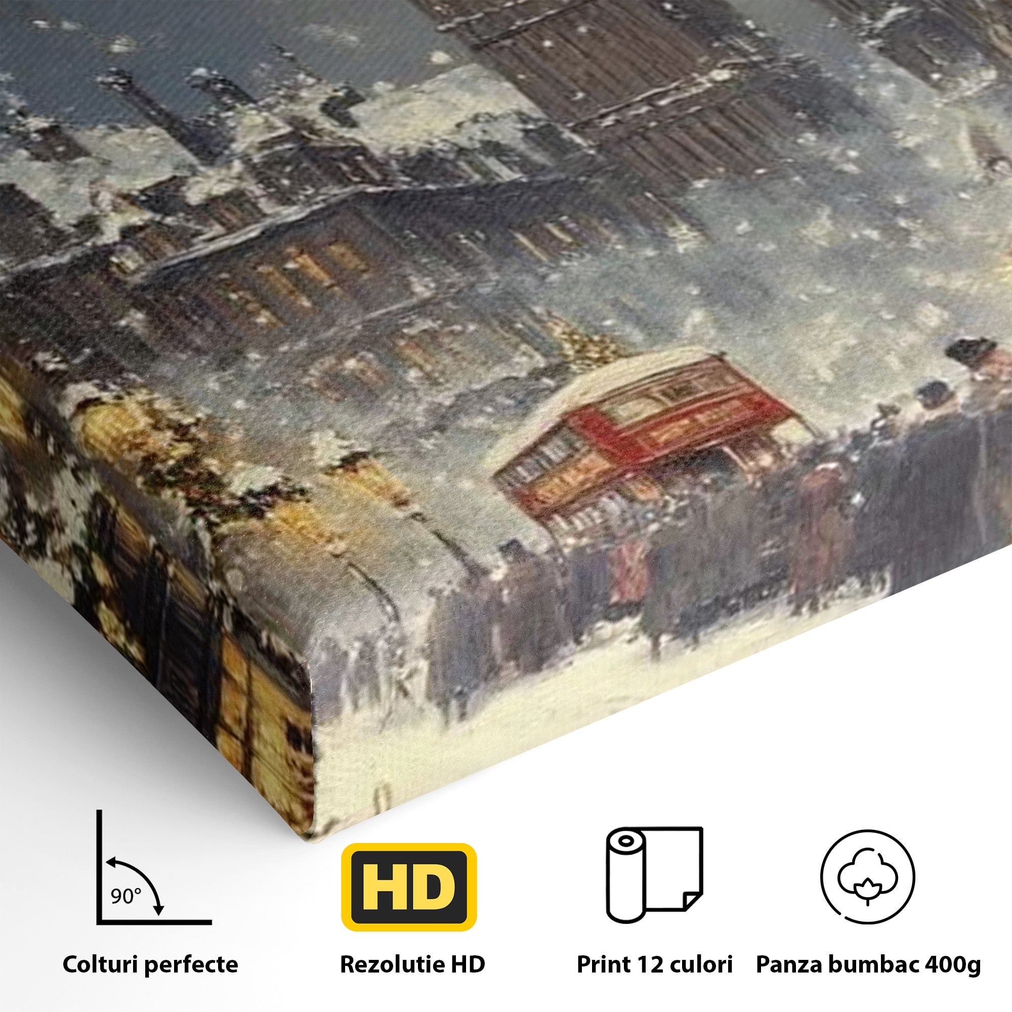 Tablou Canvas Premium LuxCanva® PI1265, Iarna La Big Ben, Ger, Londra, Vacanta, Oras, Strada, Living, Dormitor, Culori Vibrante
