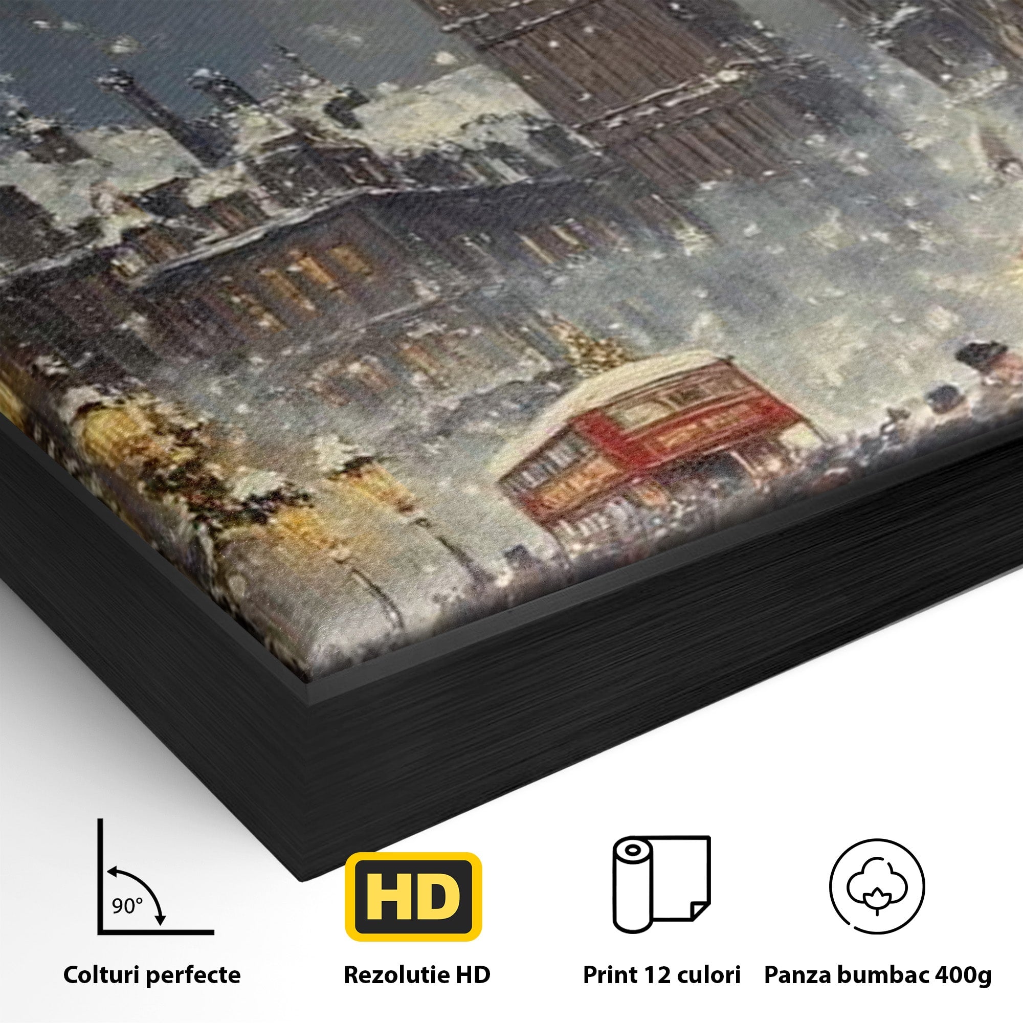 Tablou Canvas Premium LuxCanva® PI1265, Iarna La Big Ben, Ger, Londra, Vacanta, Oras, Strada, Living, Dormitor, Culori Vibrante