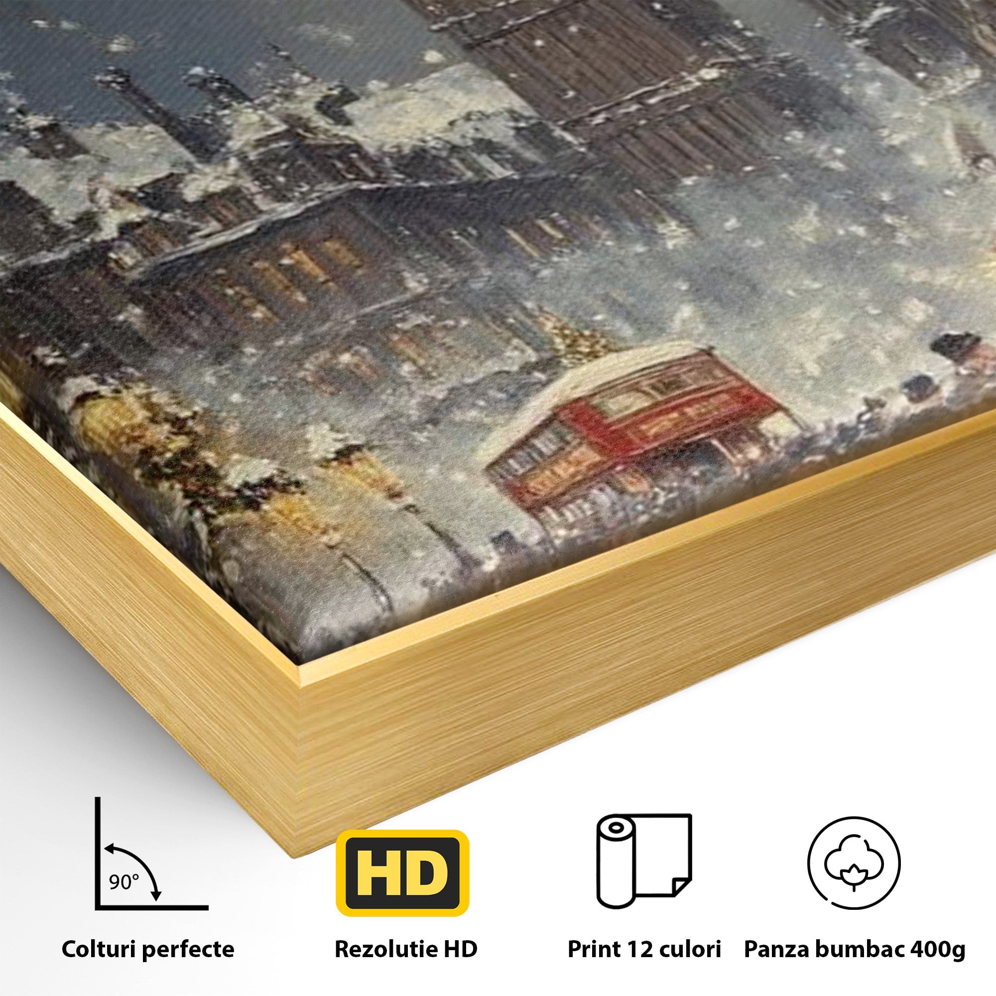 Tablou Canvas Premium LuxCanva® PI1265, Iarna La Big Ben, Ger, Londra, Vacanta, Oras, Strada, Living, Dormitor, Culori Vibrante