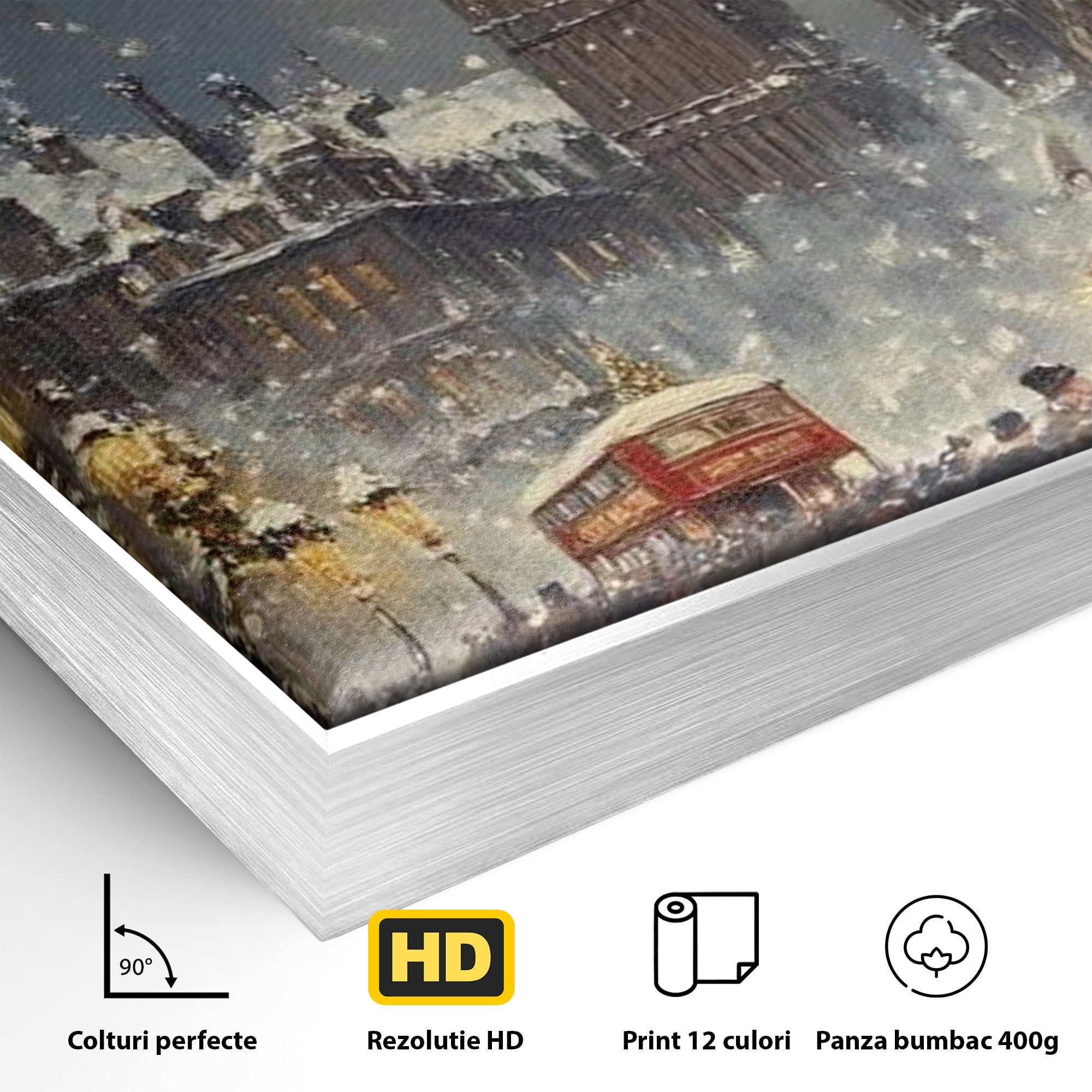 Tablou Canvas Premium LuxCanva® PI1265, Iarna La Big Ben, Ger, Londra, Vacanta, Oras, Strada, Living, Dormitor, Culori Vibrante