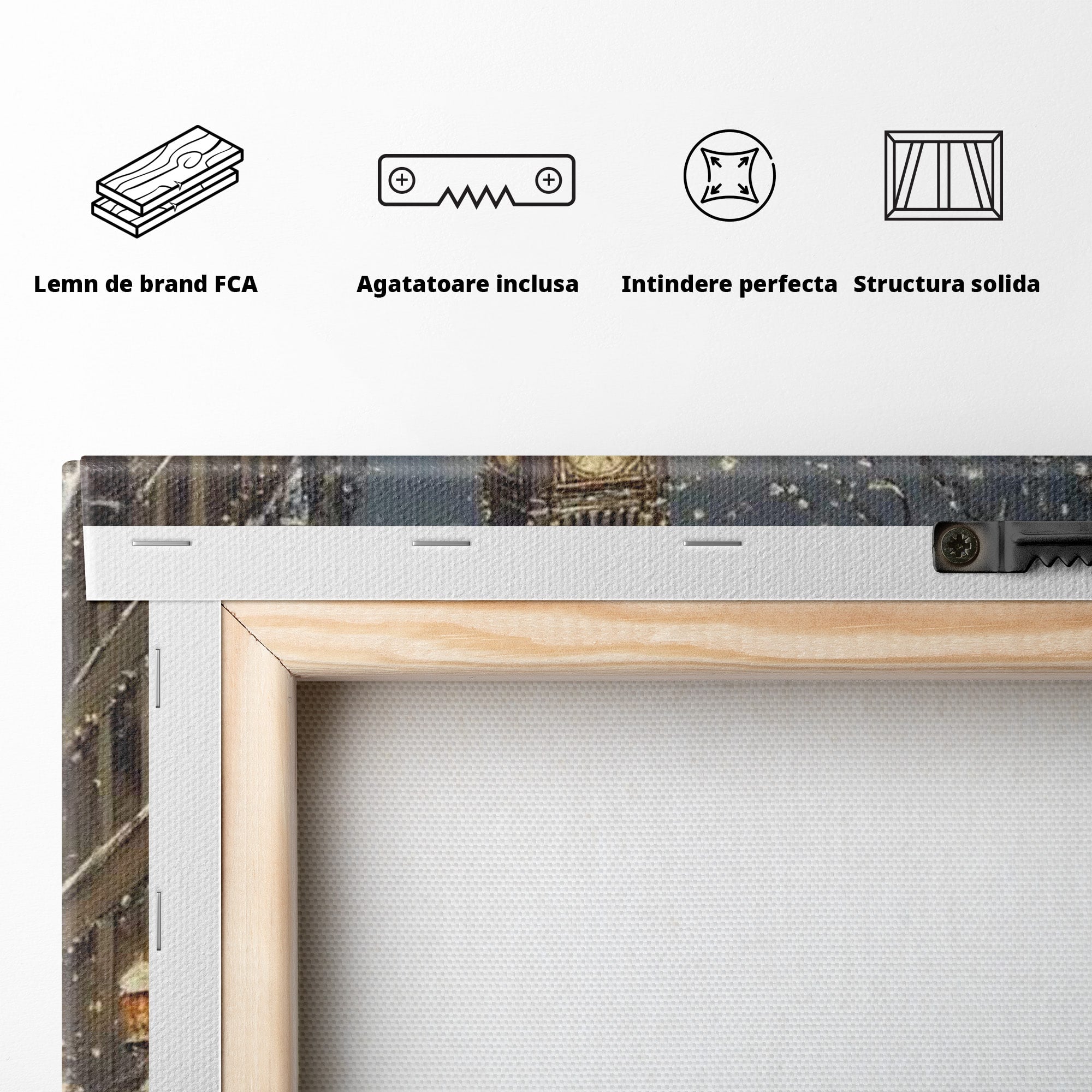 Tablou Canvas Premium LuxCanva® PI1265, Iarna La Big Ben, Ger, Londra, Vacanta, Oras, Strada, Living, Dormitor, Culori Vibrante