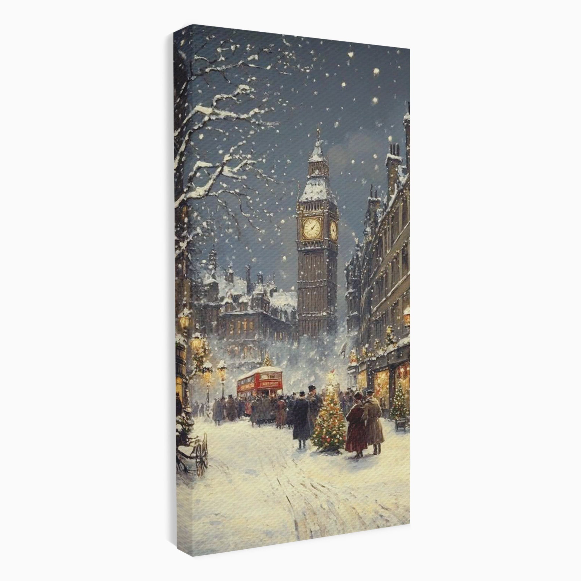 Tablou Canvas Premium LuxCanva® PI1265, Iarna La Big Ben, Ger, Londra, Vacanta, Oras, Strada, Living, Dormitor, Culori Vibrante
