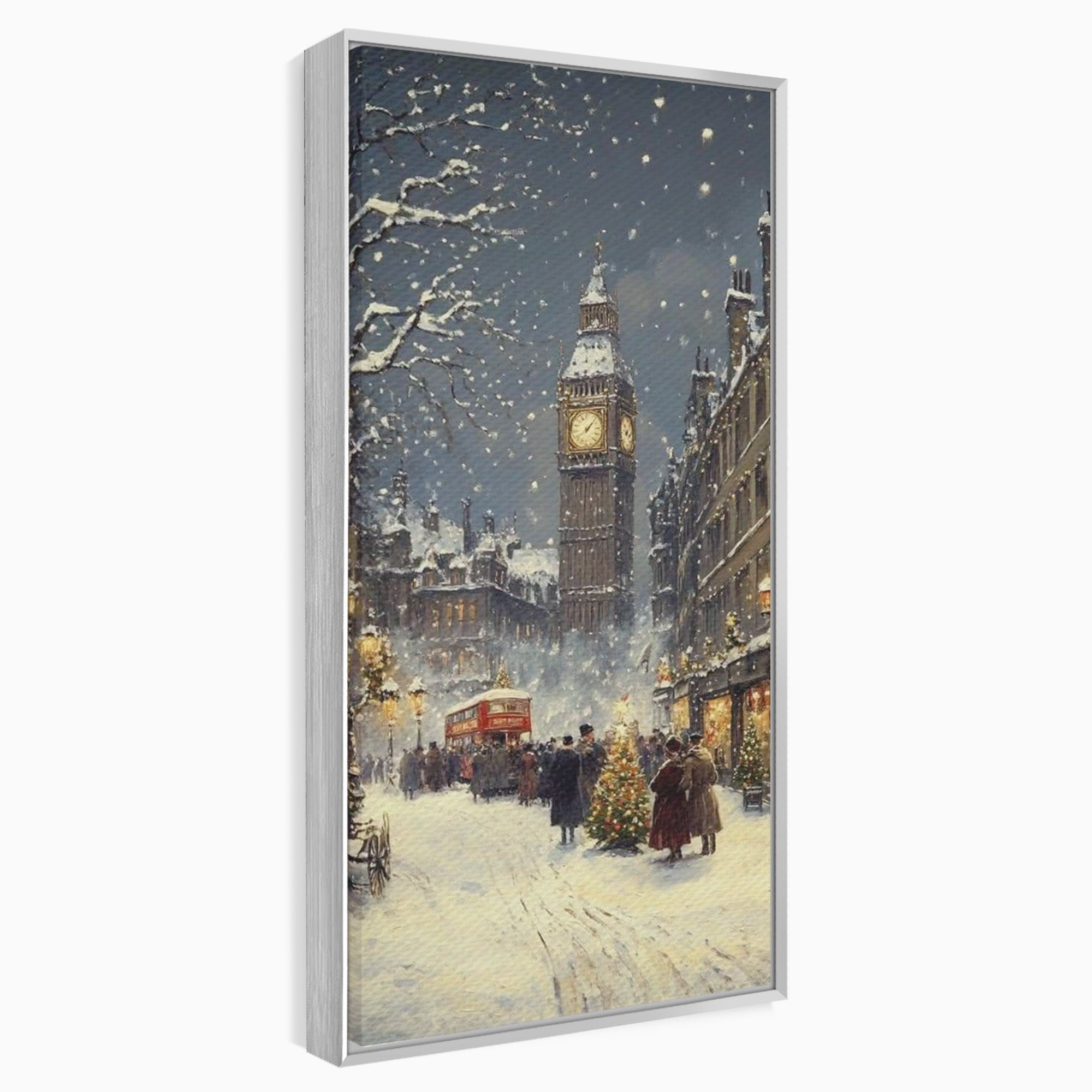 Tablou Canvas Premium LuxCanva® PI1265, Iarna La Big Ben, Ger, Londra, Vacanta, Oras, Strada, Living, Dormitor, Culori Vibrante