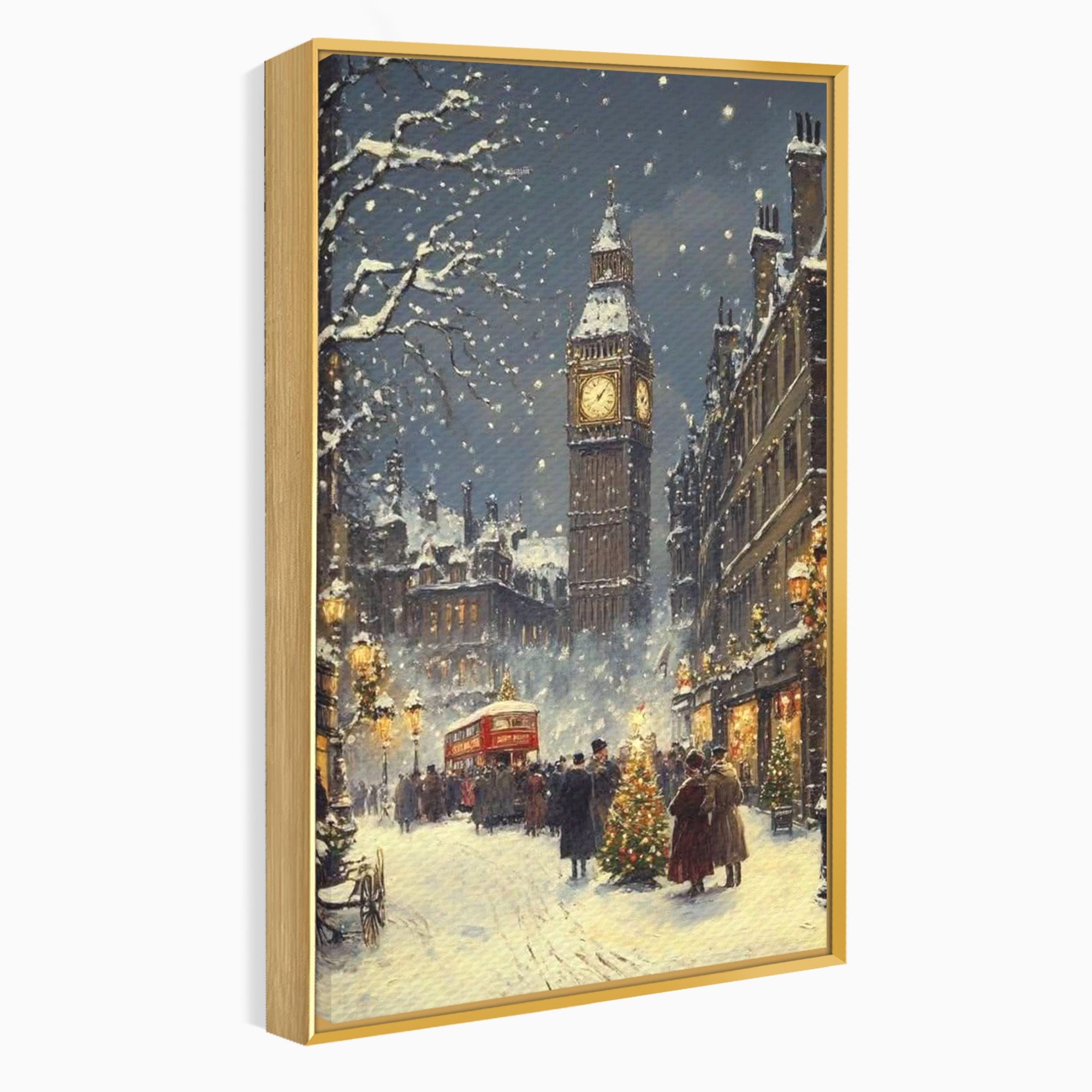 Tablou Canvas Premium LuxCanva® PI1265, Iarna La Big Ben, Ger, Londra, Vacanta, Oras, Strada, Living, Dormitor, Culori Vibrante