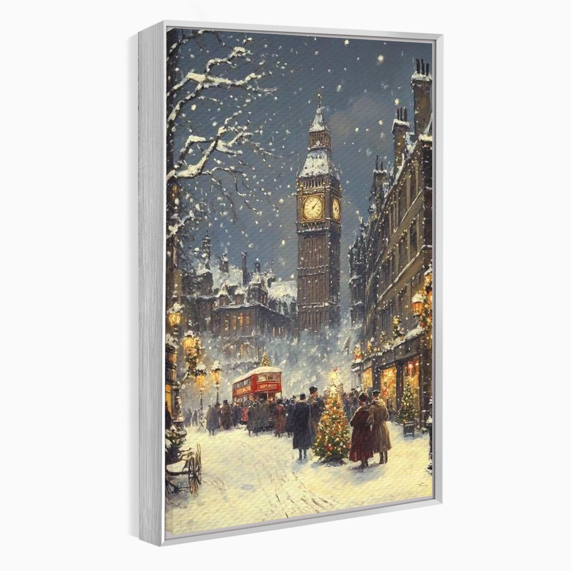 Tablou Canvas Premium LuxCanva® PI1265, Iarna La Big Ben, Ger, Londra, Vacanta, Oras, Strada, Living, Dormitor, Culori Vibrante