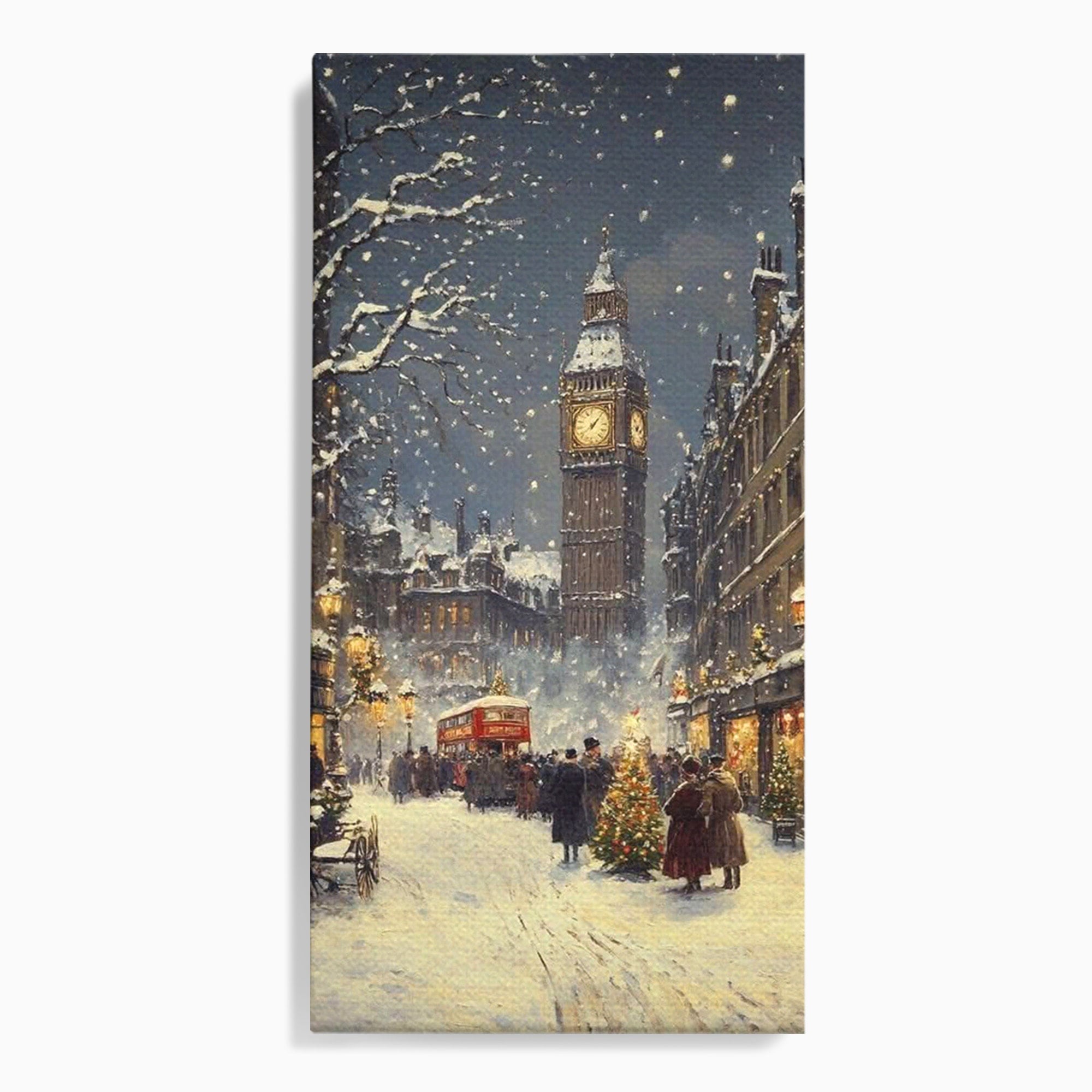 Tablou Canvas Premium LuxCanva® PI1265, Iarna La Big Ben, Ger, Londra, Vacanta, Oras, Strada, Living, Dormitor, Culori Vibrante