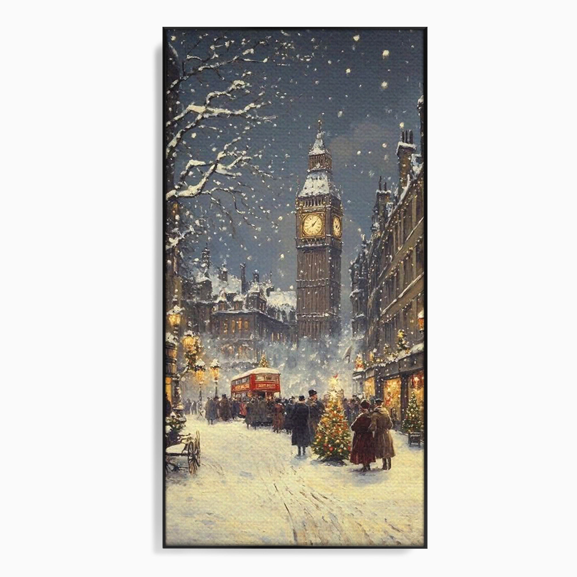 Tablou Canvas Premium LuxCanva® PI1265, Iarna La Big Ben, Ger, Londra, Vacanta, Oras, Strada, Living, Dormitor, Culori Vibrante