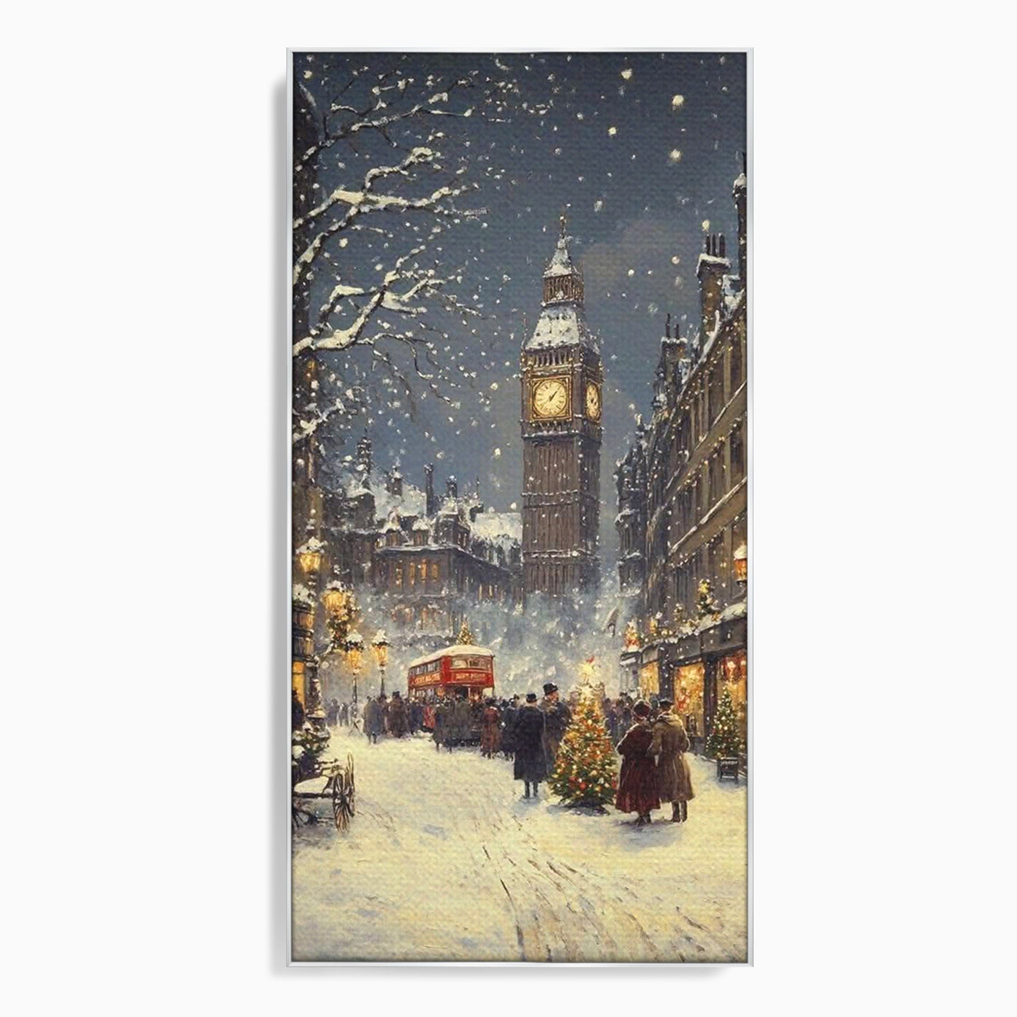 Tablou Canvas Premium LuxCanva® PI1265, Iarna La Big Ben, Ger, Londra, Vacanta, Oras, Strada, Living, Dormitor, Culori Vibrante