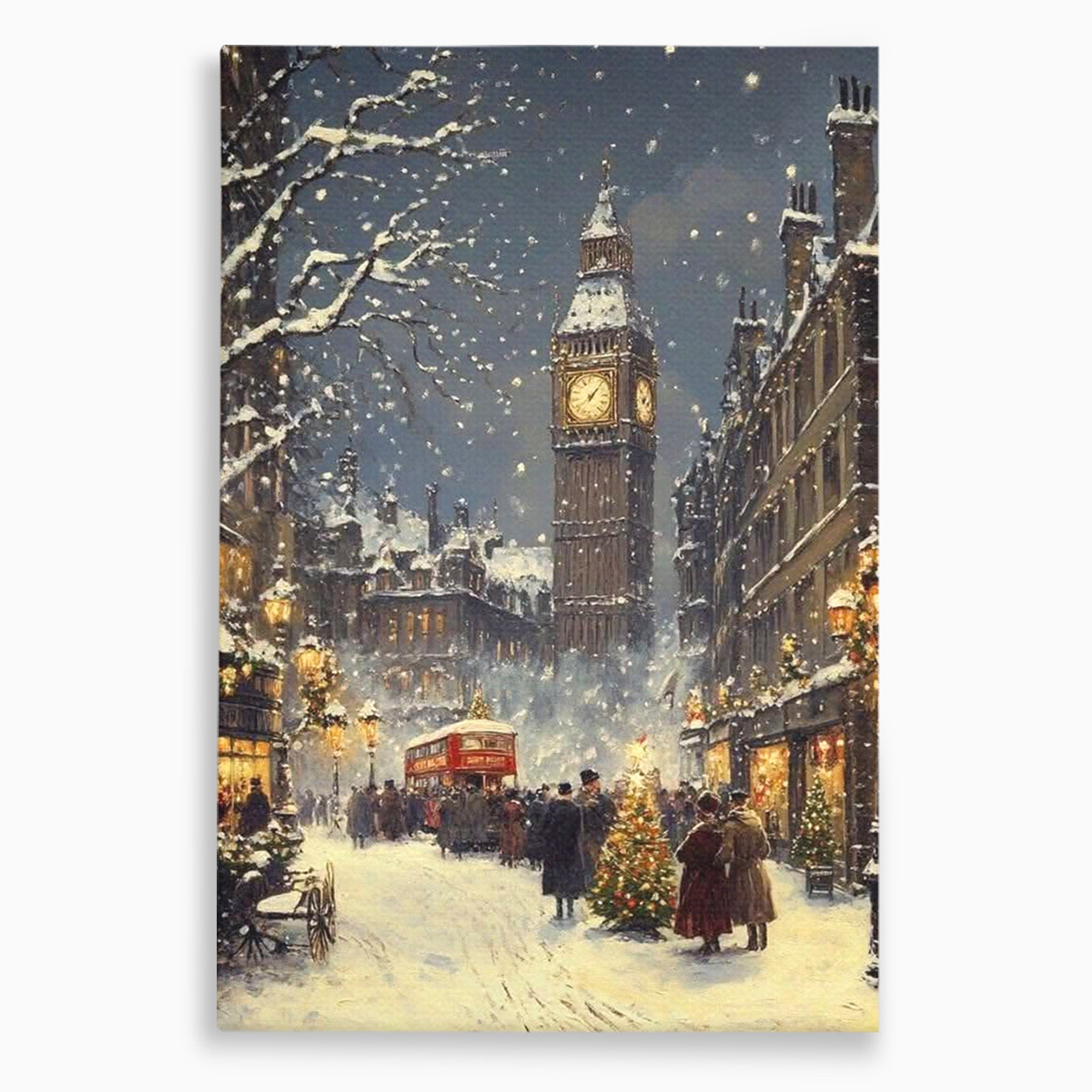 Tablou Canvas Premium LuxCanva® PI1265, Iarna La Big Ben, Ger, Londra, Vacanta, Oras, Strada, Living, Dormitor, Culori Vibrante