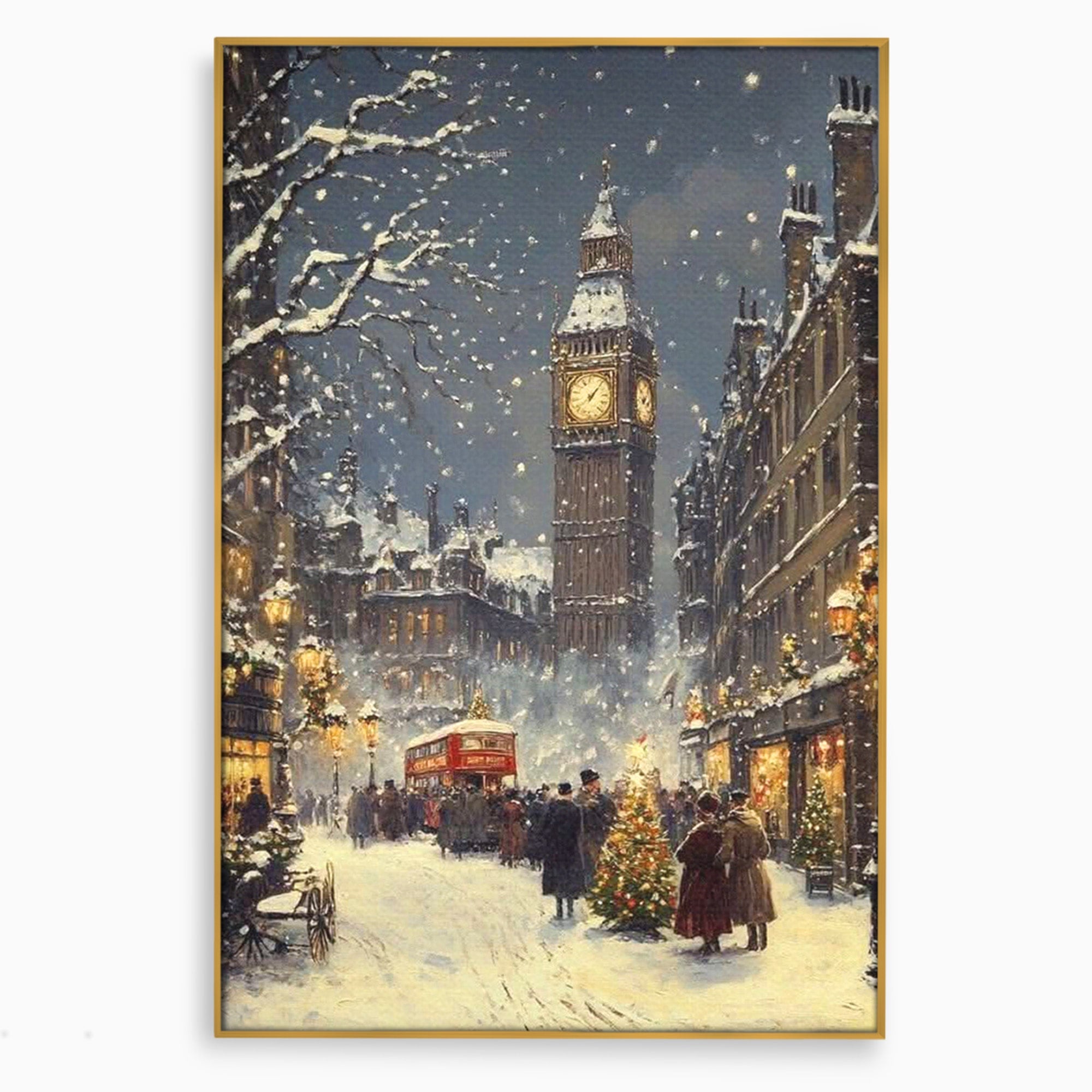 Tablou Canvas Premium LuxCanva® PI1265, Iarna La Big Ben, Ger, Londra, Vacanta, Oras, Strada, Living, Dormitor, Culori Vibrante