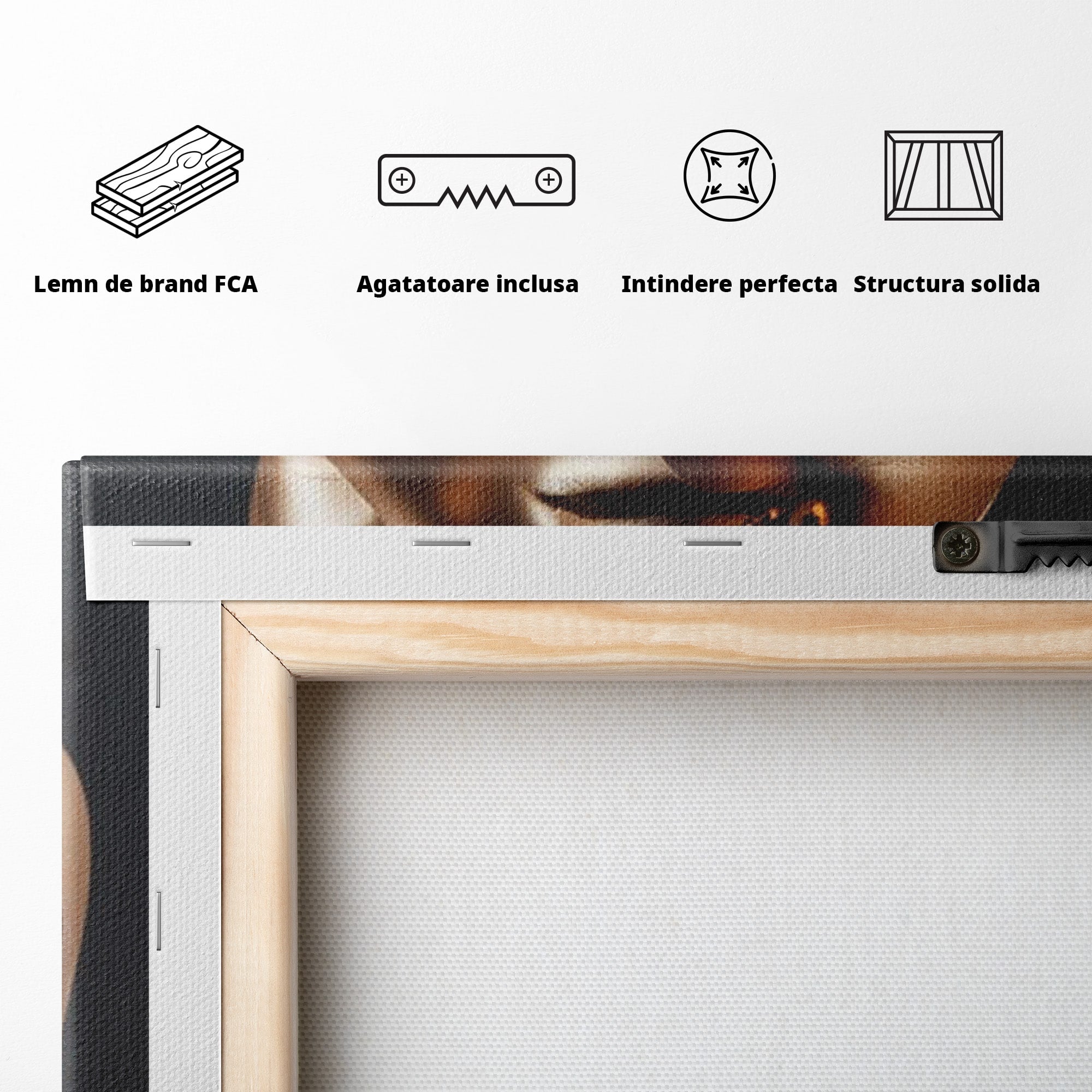 Tablou Canvas Premium LuxCanva® PI1266, Chip Auriu Cu Floare, Portret, Floral, Modern, Eleganta, Dormitor, Birou, Culori Vibrante