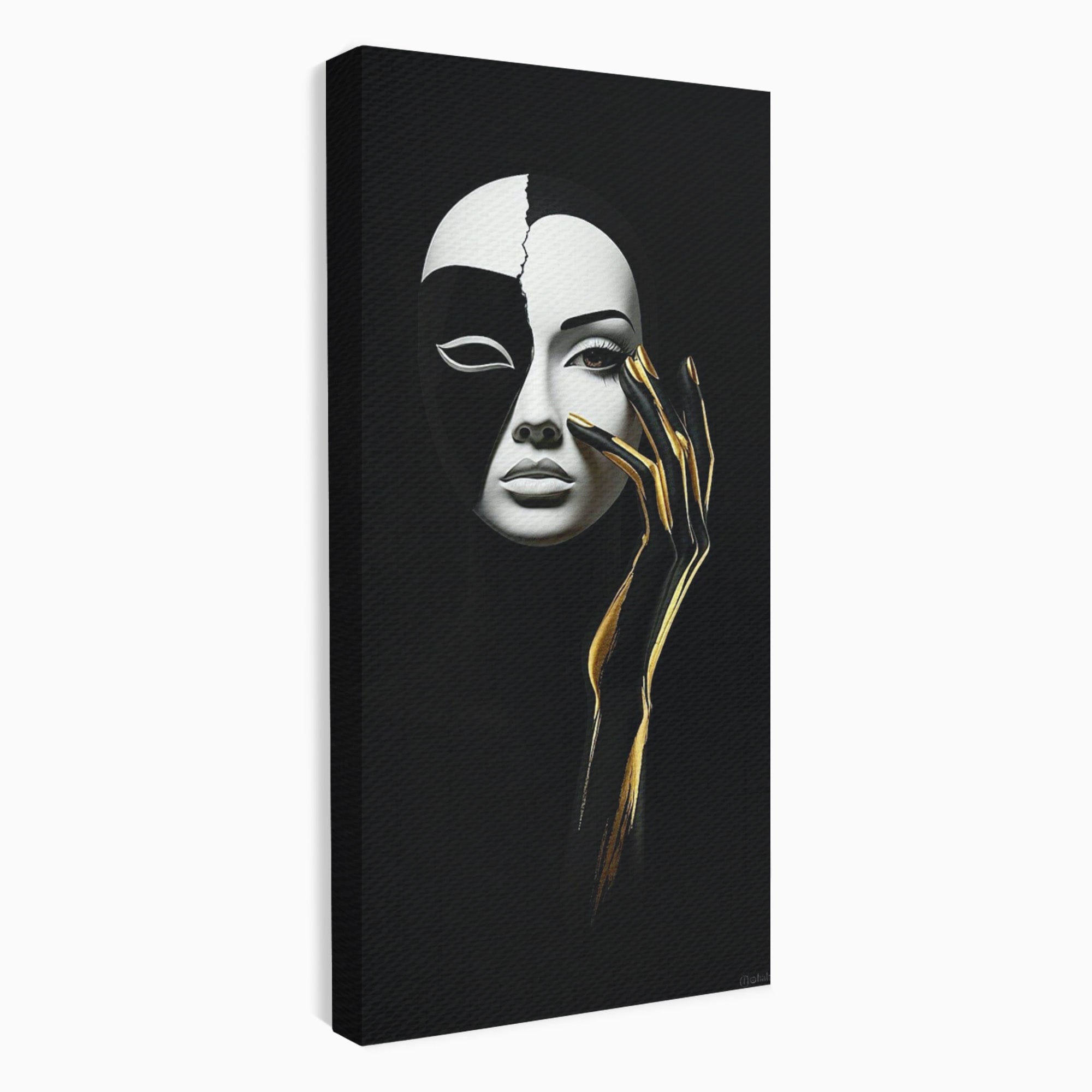 Tablou Canvas Premium LuxCanva® PI1267, Masca Dualitatii, Chip, Portret, Abstract, Contrast, Living, Culori Vibrante