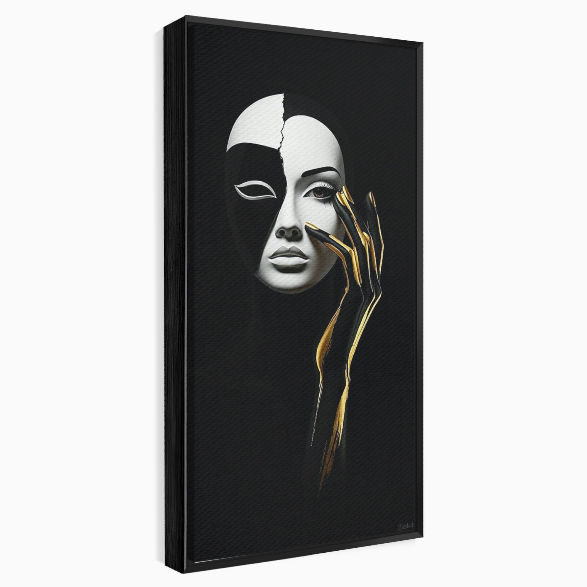 Tablou Canvas Premium LuxCanva® PI1267, Masca Dualitatii, Chip, Portret, Abstract, Contrast, Living, Culori Vibrante