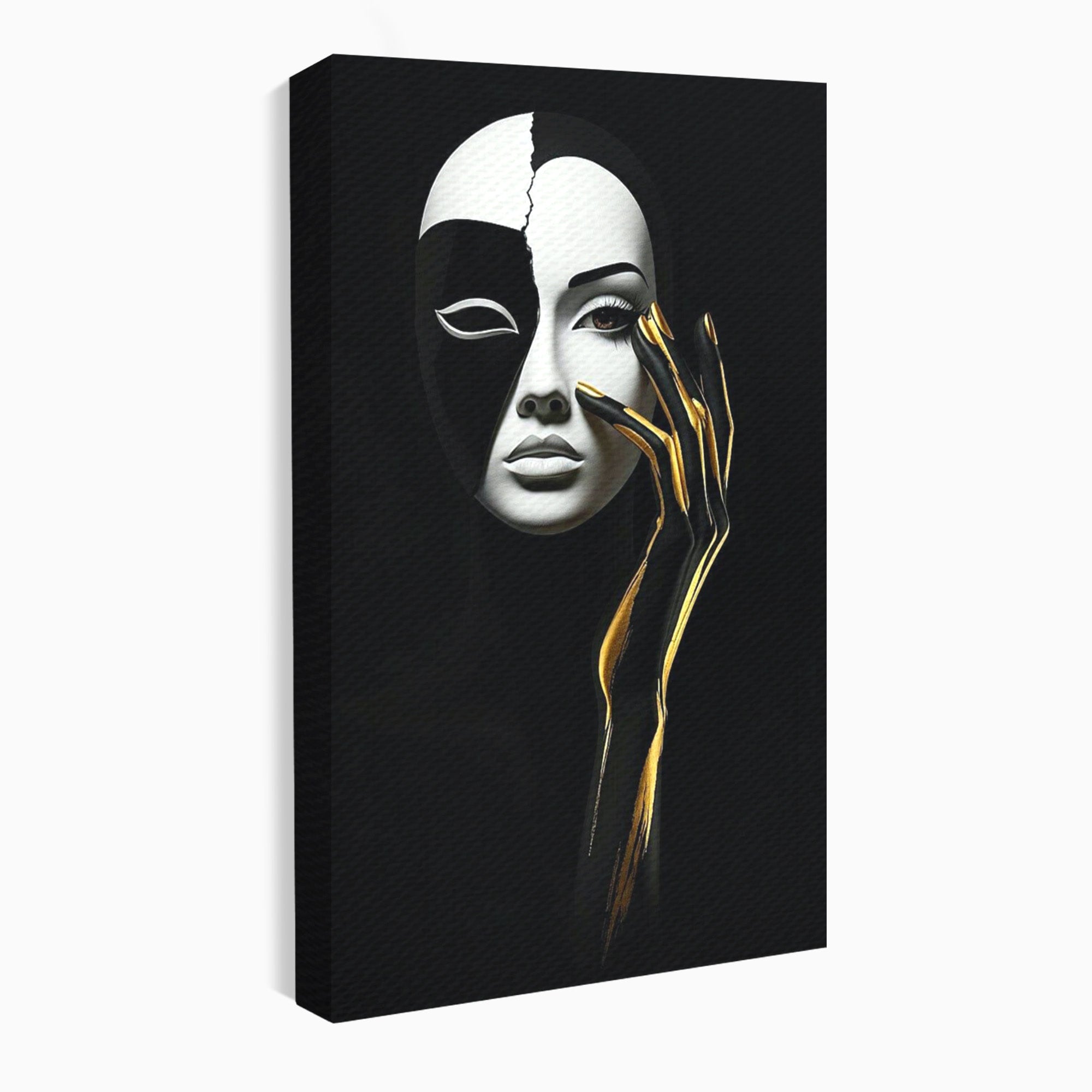 Tablou Canvas Premium LuxCanva® PI1267, Masca Dualitatii, Chip, Portret, Abstract, Contrast, Living, Culori Vibrante