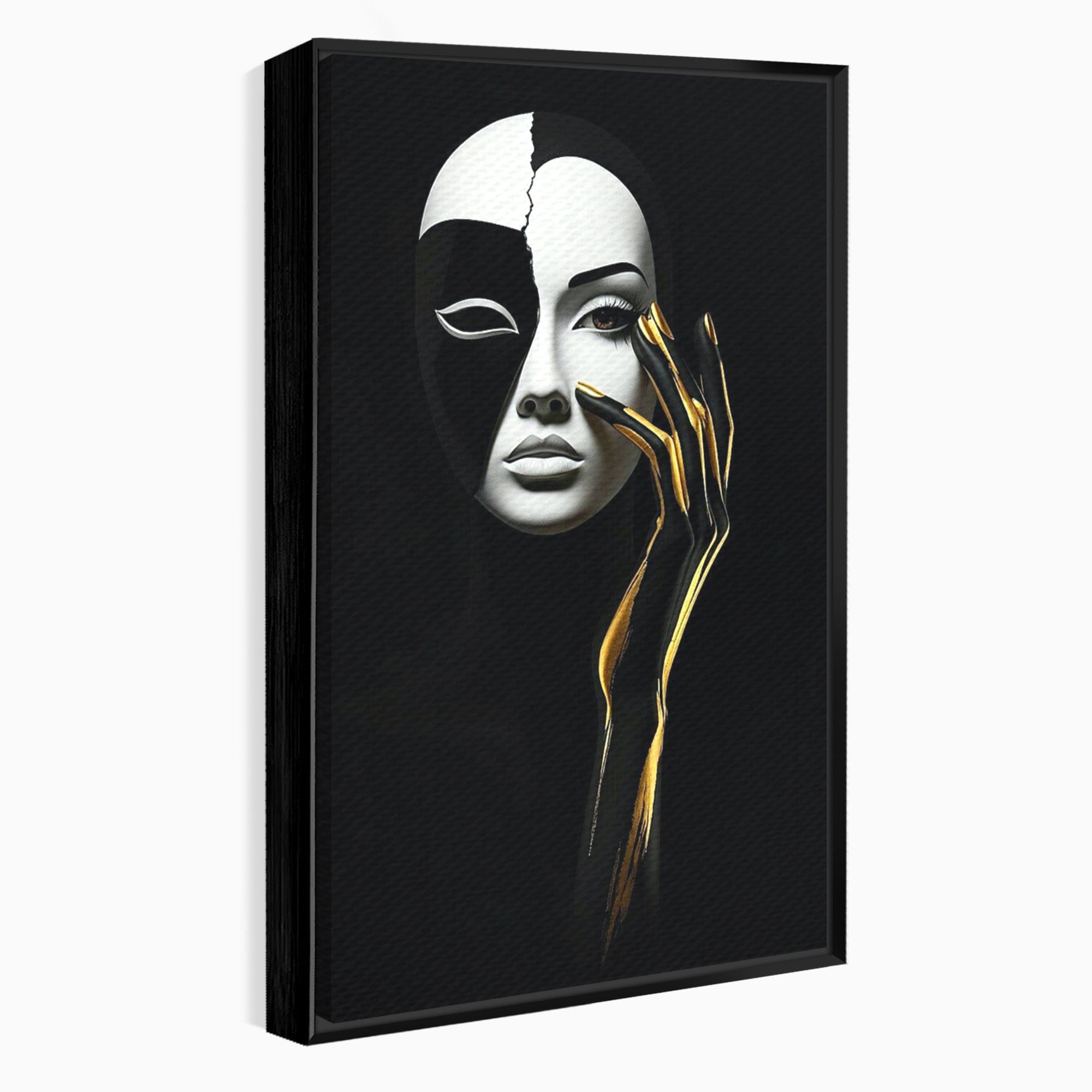 Tablou Canvas Premium LuxCanva® PI1267, Masca Dualitatii, Chip, Portret, Abstract, Contrast, Living, Culori Vibrante
